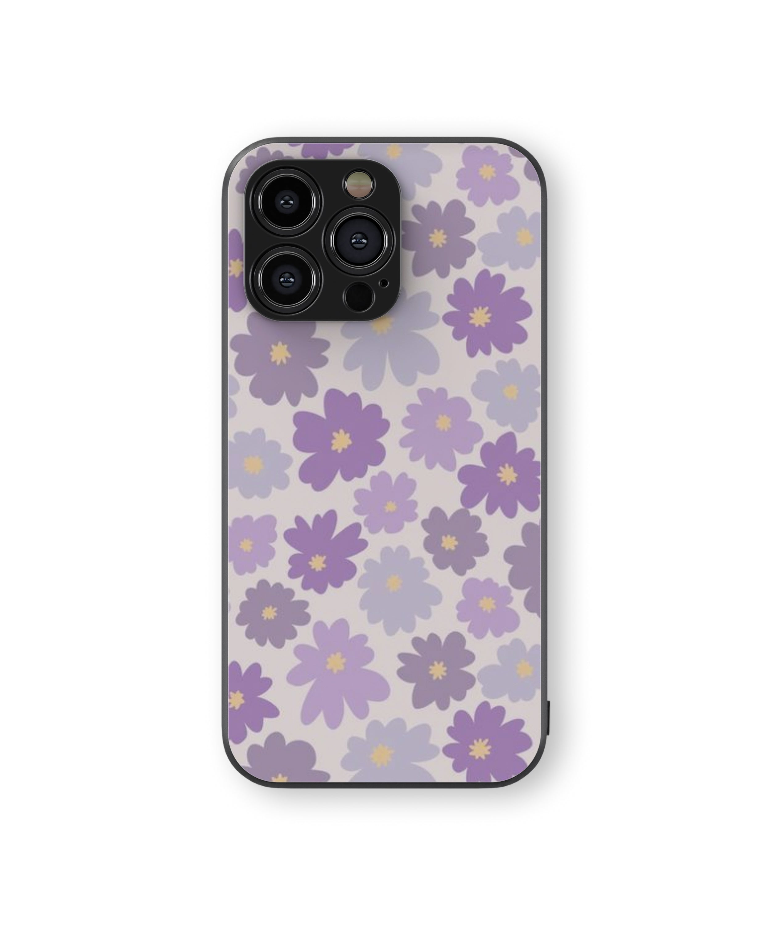 Purple & Grey Flower Hybrid Metal TPU Case