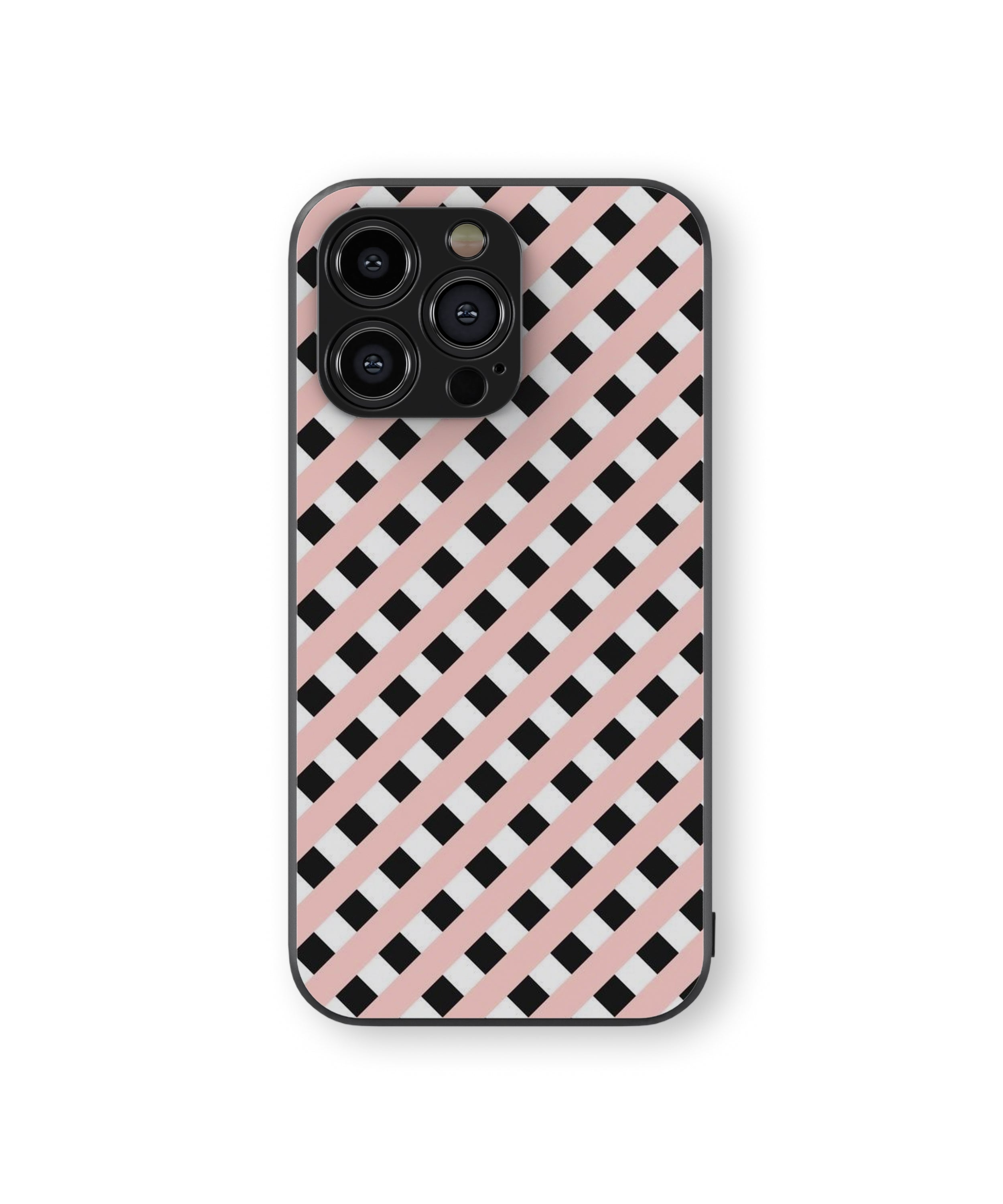 Pink Black White Pattern Hybrid Metal TPU Case