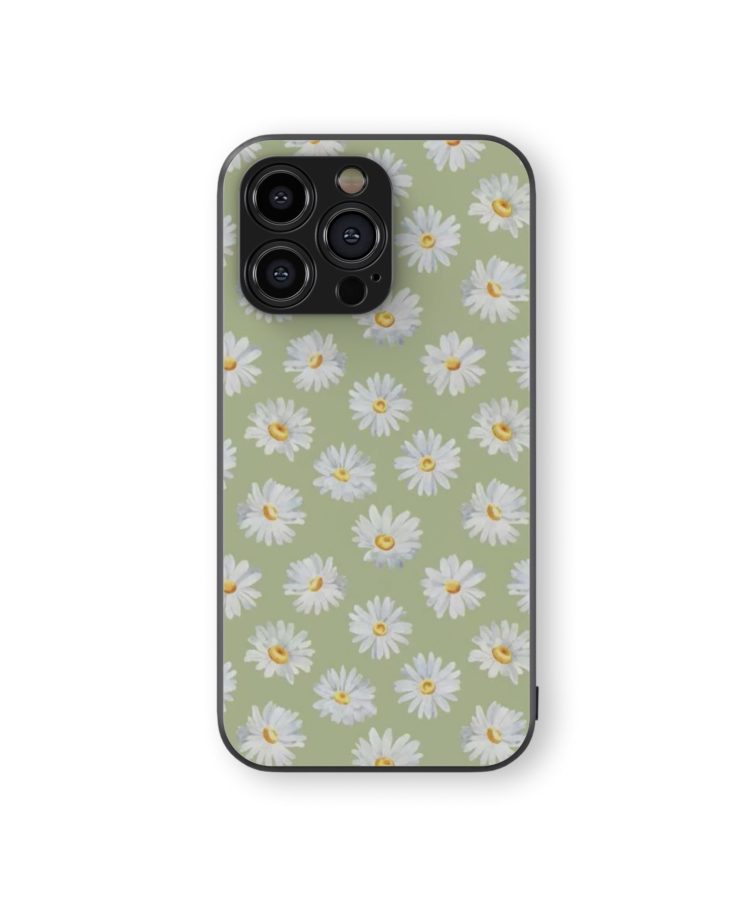 White Flower In Green Background Hybrid Metal TPU Case