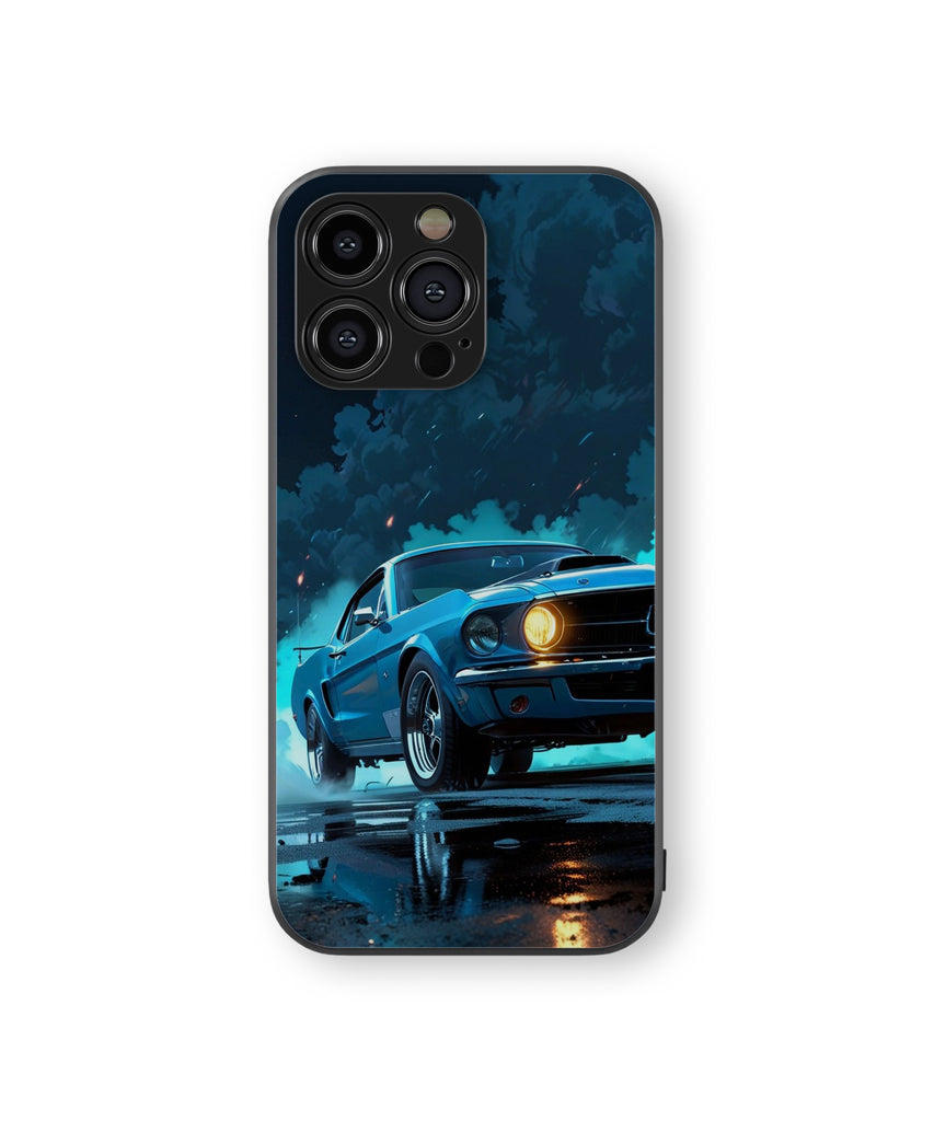 Blue Car Rain Hybrid Metal TPU Case