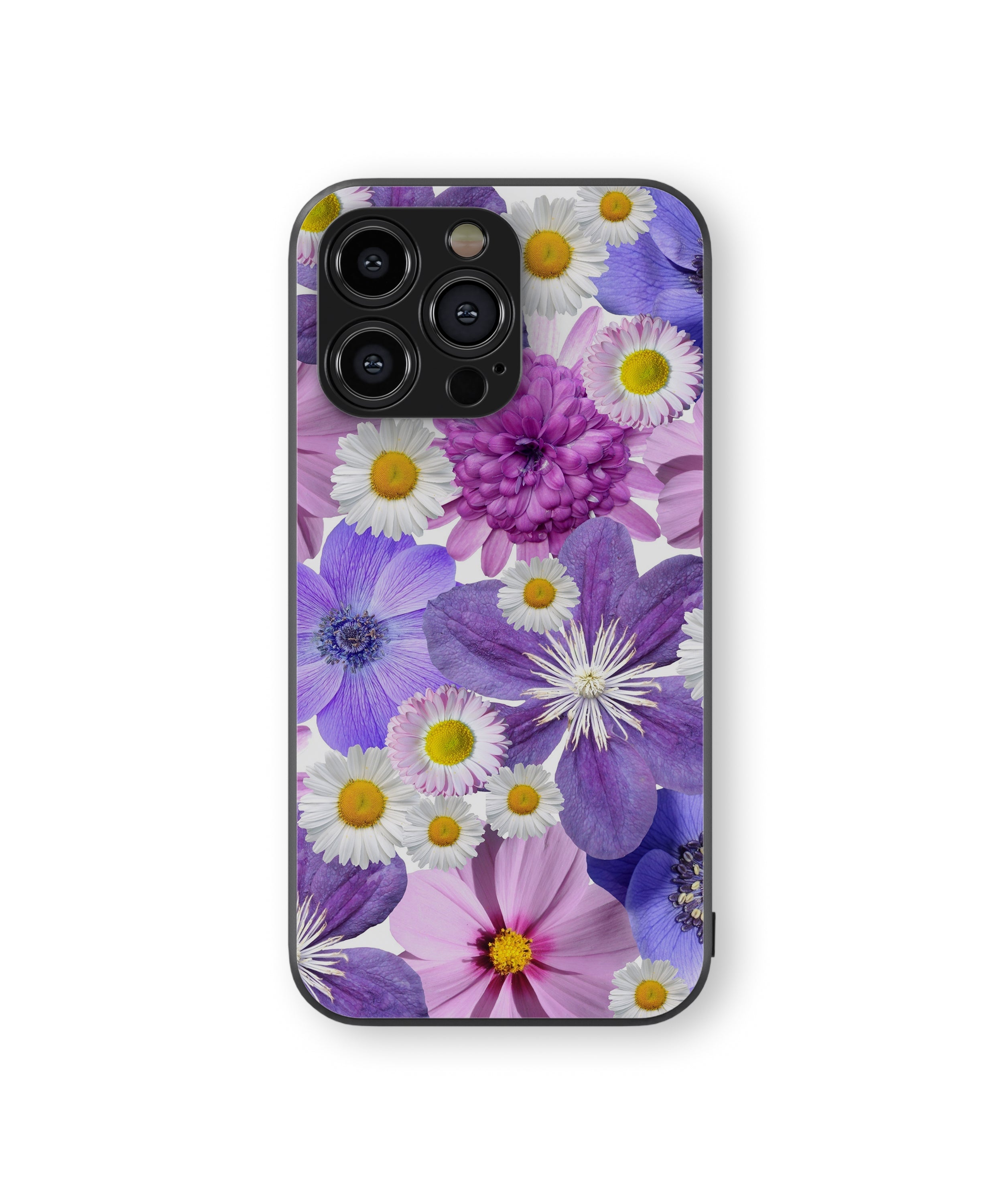 Beautiful Purple Floral Pattern Hybrid Metal TPU Case