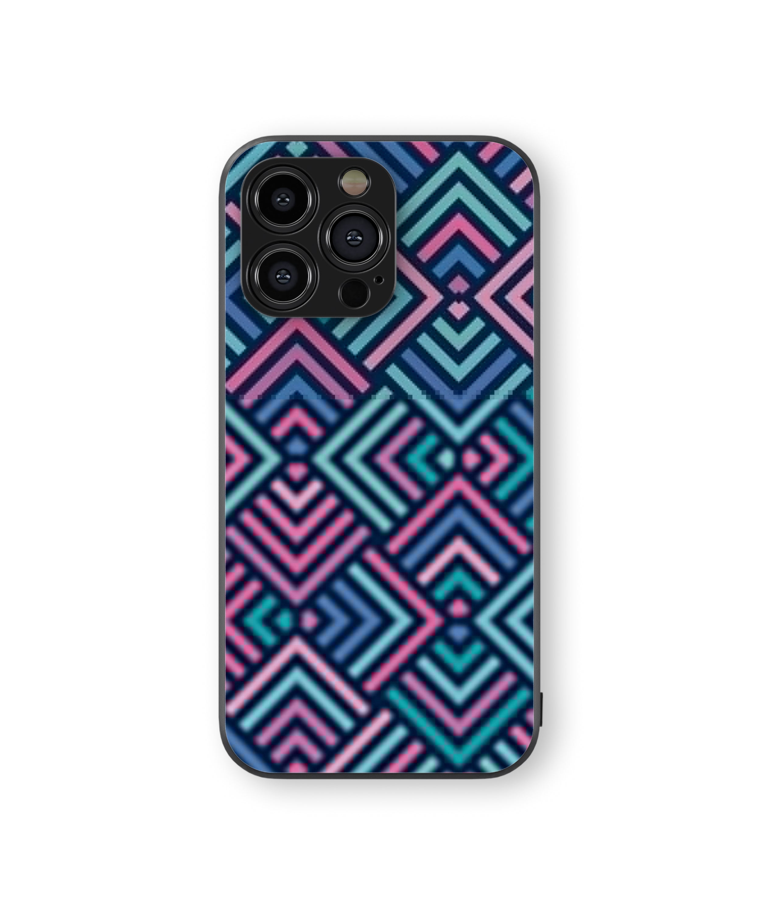 Pink Blue Geaometric Colour Pattern Hybrid Metal TPU Case