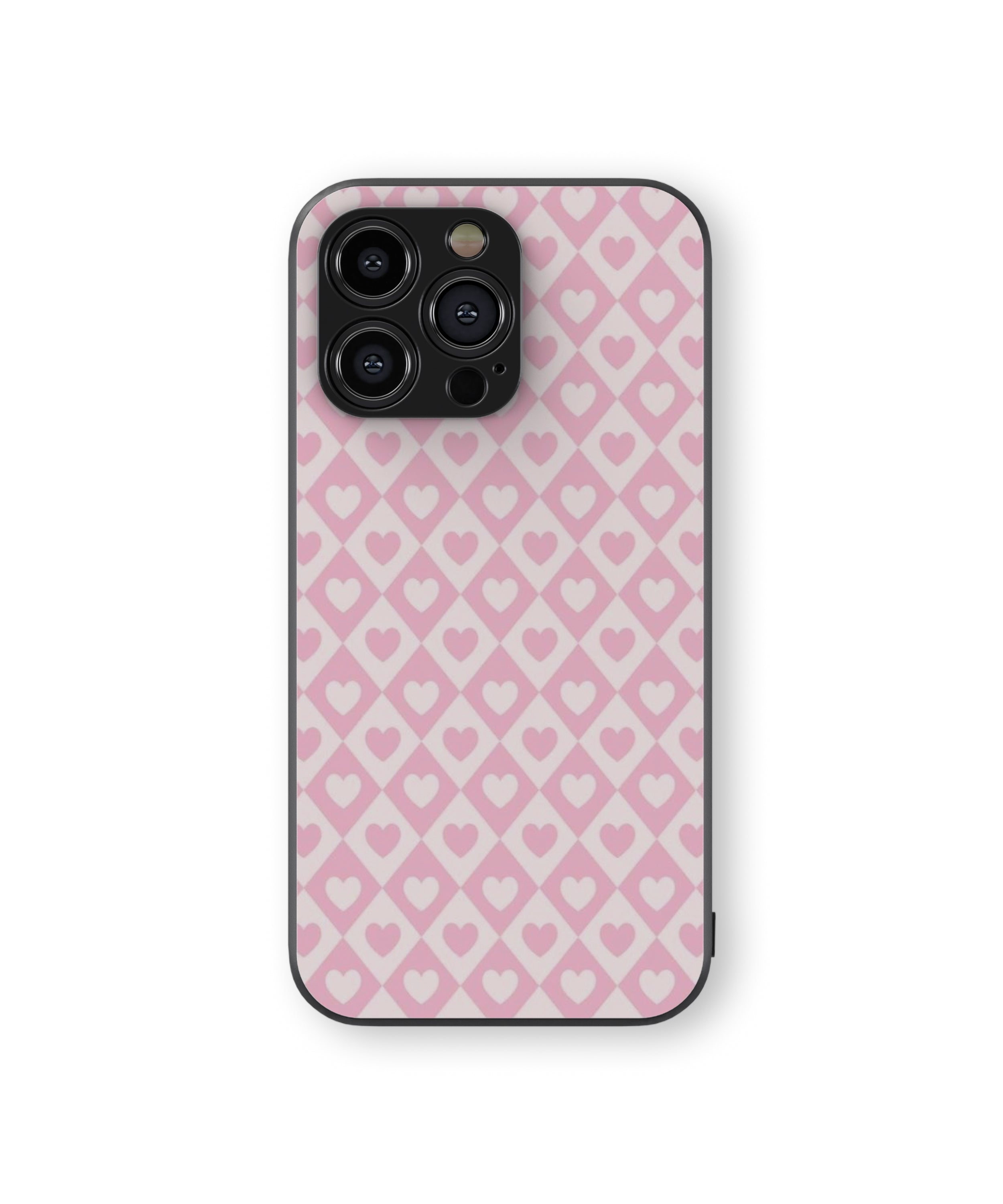 Pink Heart Pattern Hybrid Metal TPU Case