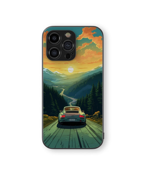 Car In Valley Hybrid Metal TPU Case