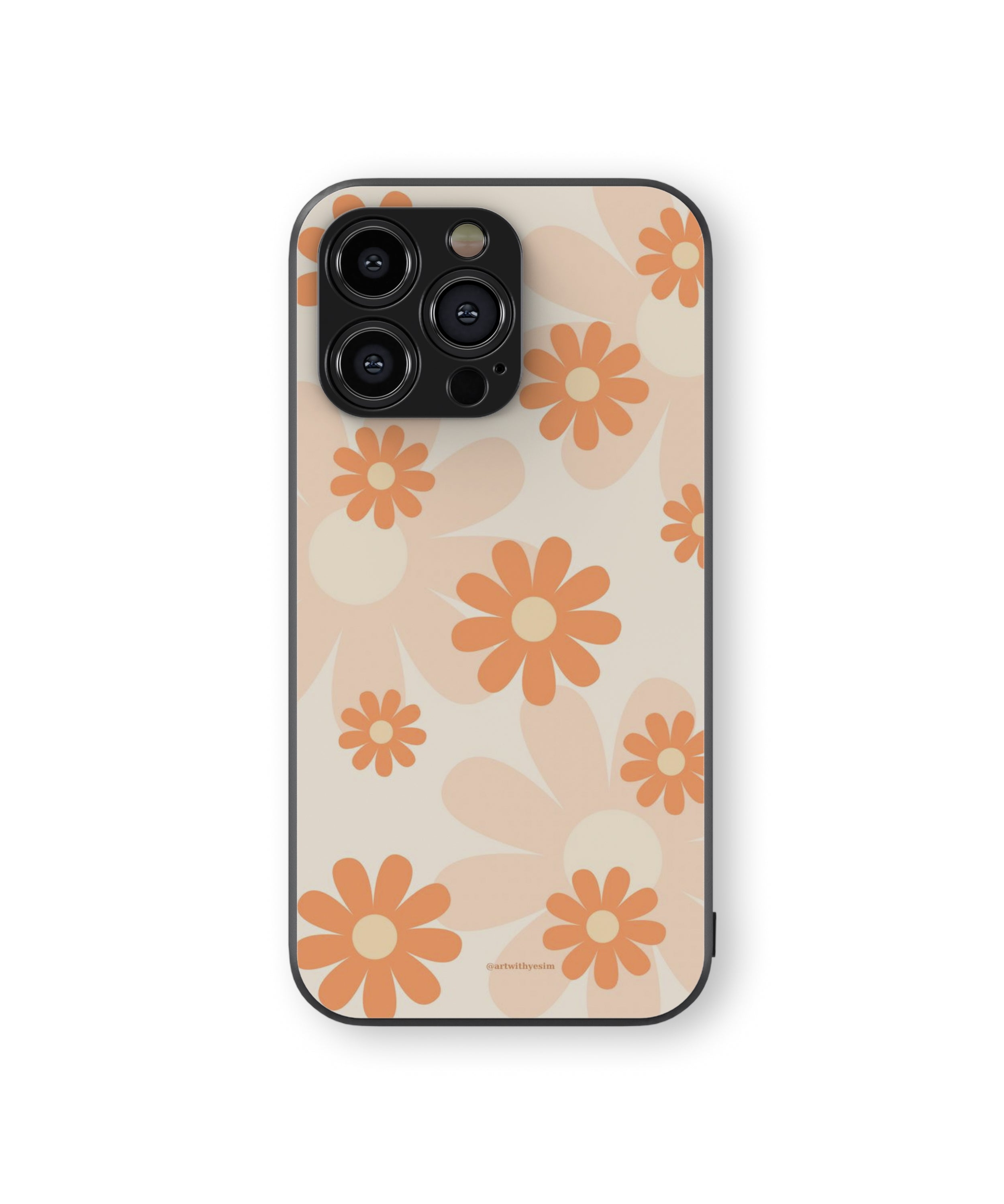 Orange Shadow Flower Hybrid Metal TPU Case