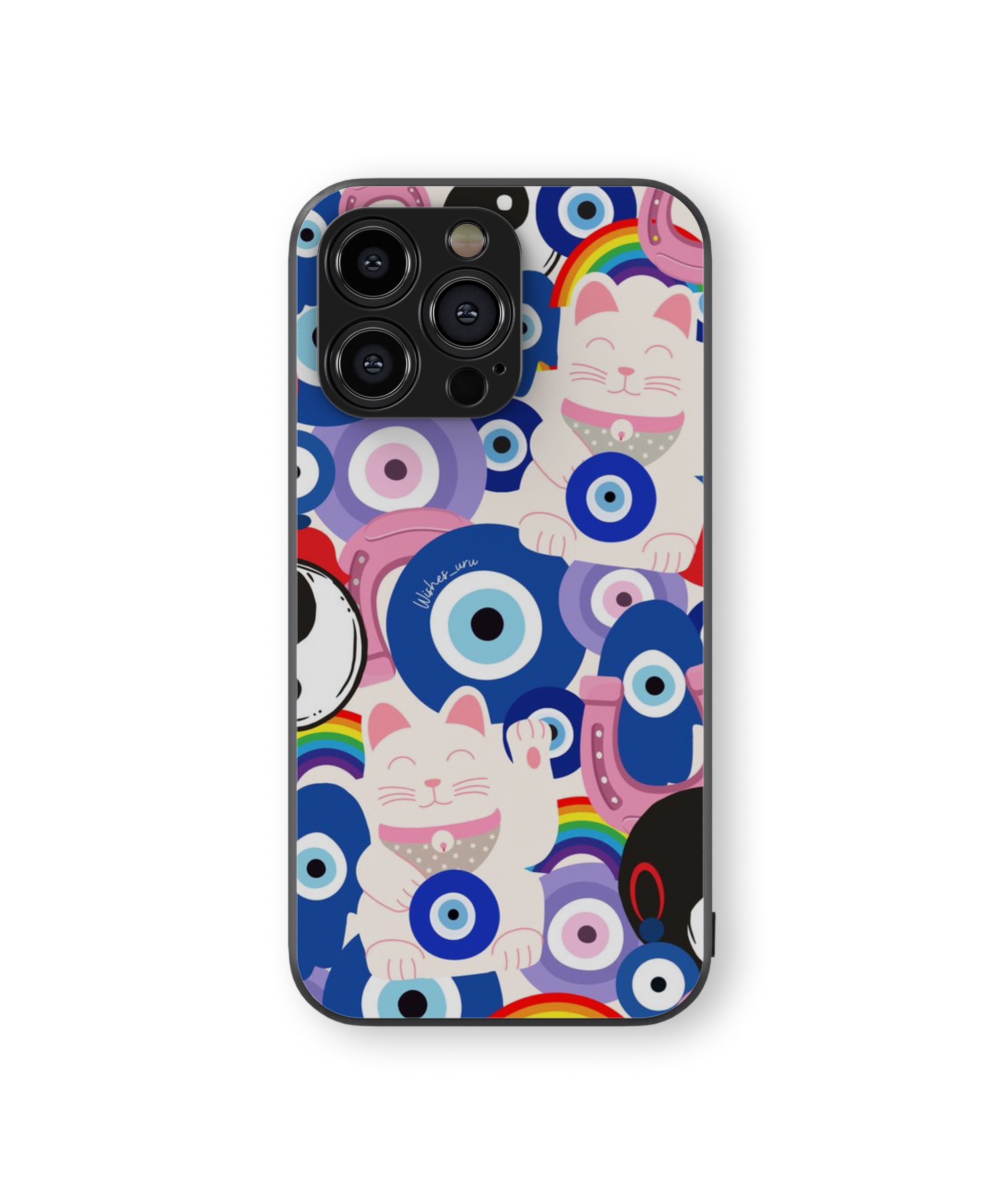 Evil Eye Cat Pattern Hybrid Metal TPU Case