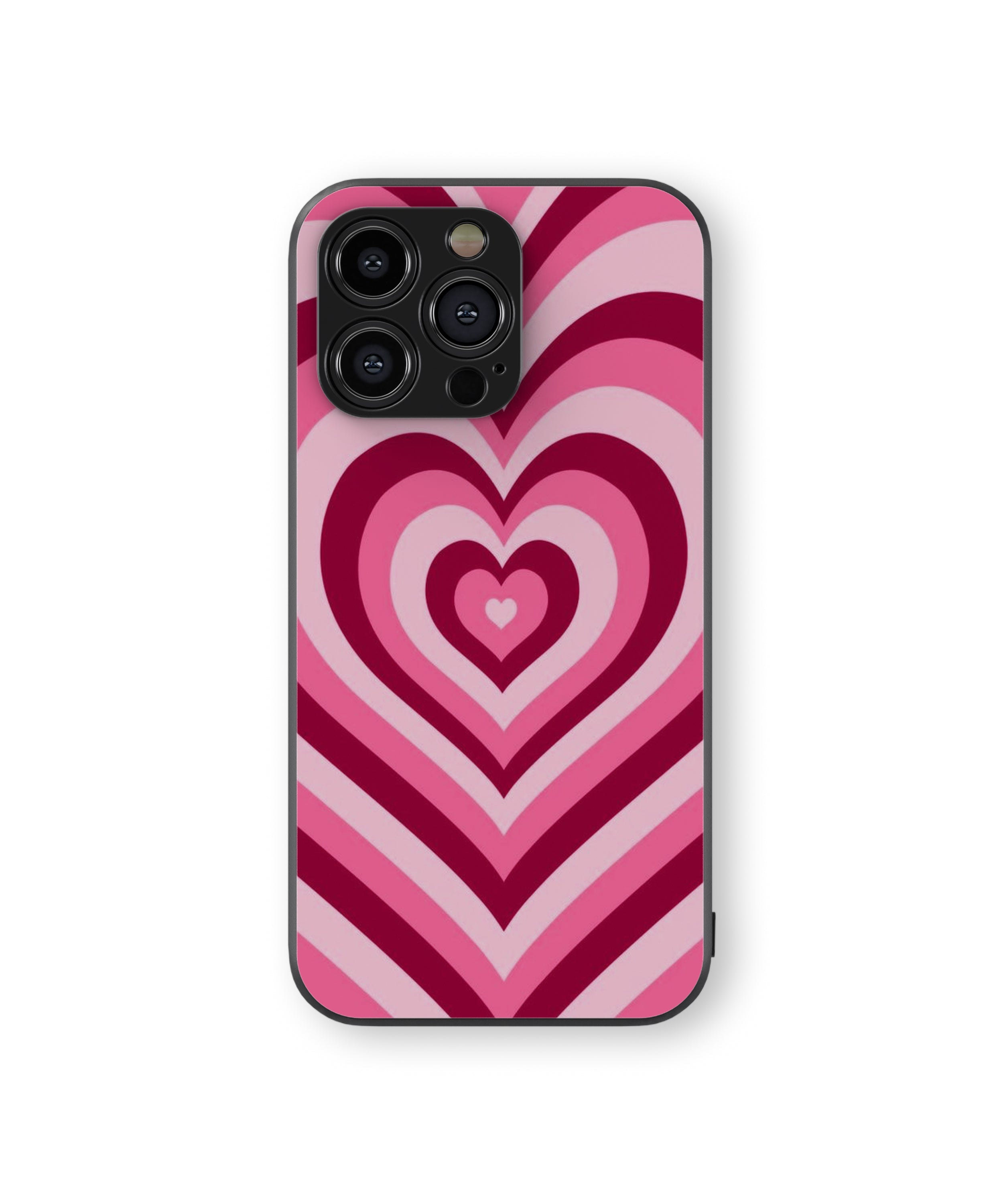 Pink White Heart Pattern Hybrid Metal TPU Case