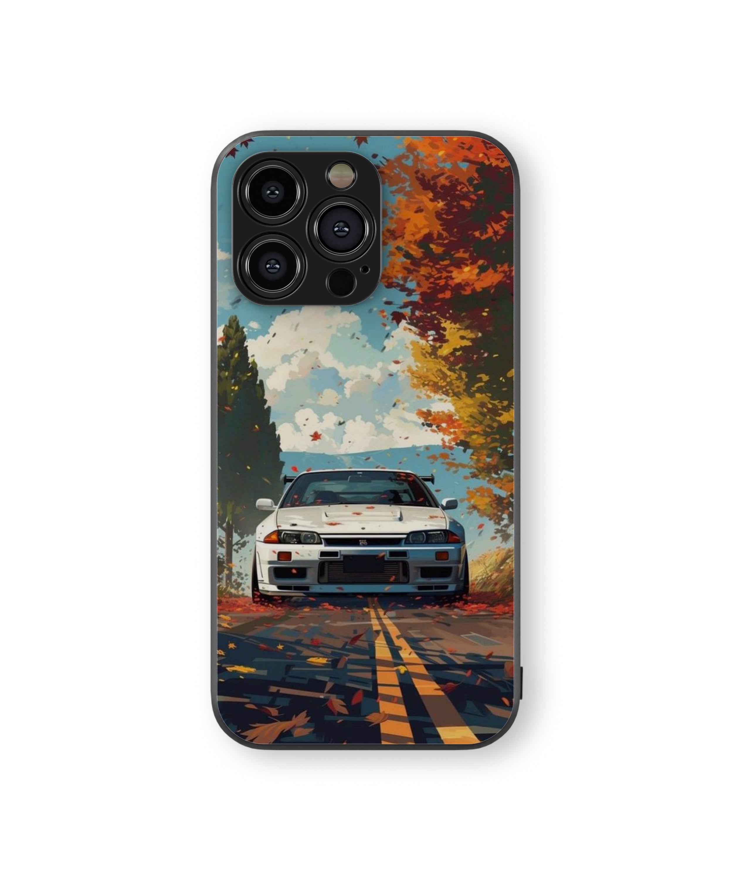 White Car In Nature  Hybrid Metal TPU Case