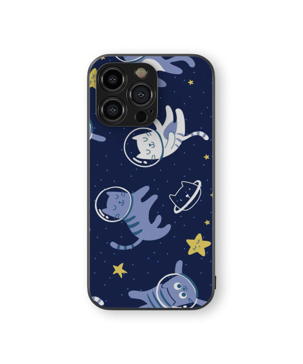 White Blue Star Cat Hybrid Metal TPU Case