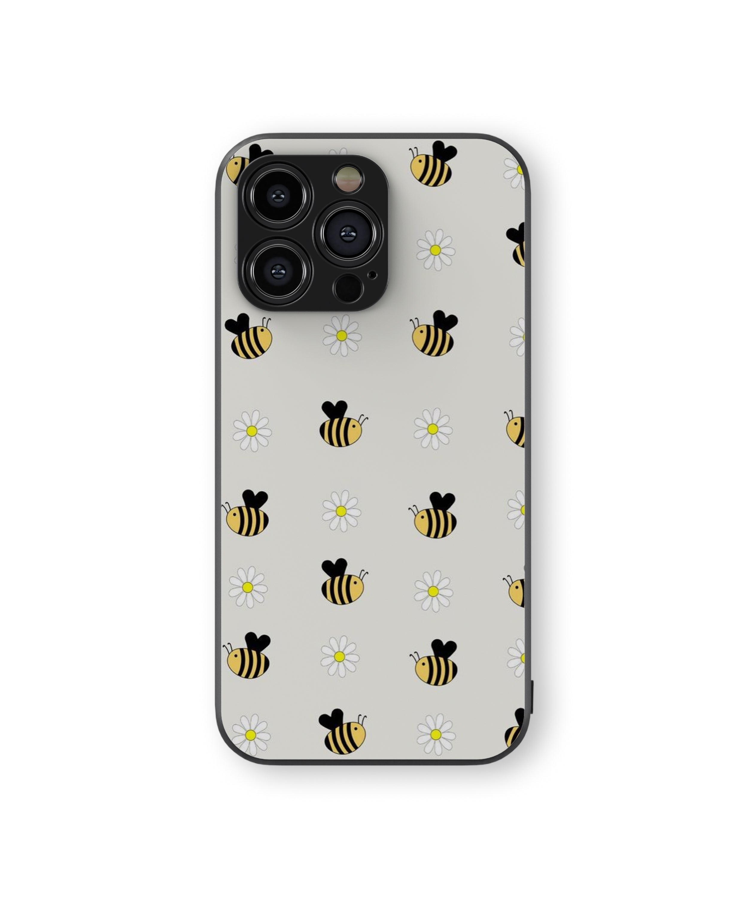 White Flower & Honey bee Hybrid Metal TPU Case