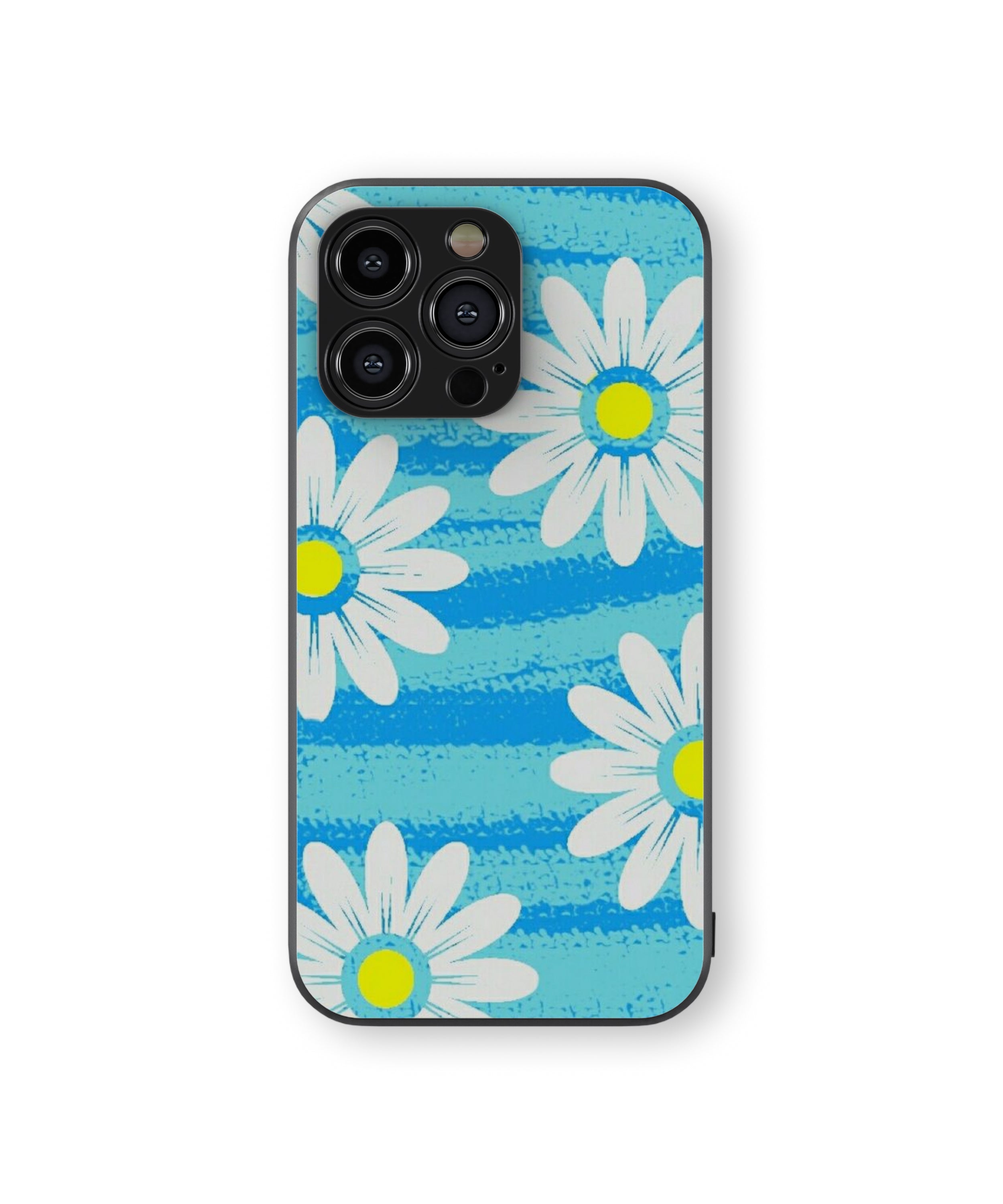 White Flower Sea Background Hybrid Metal TPU Case