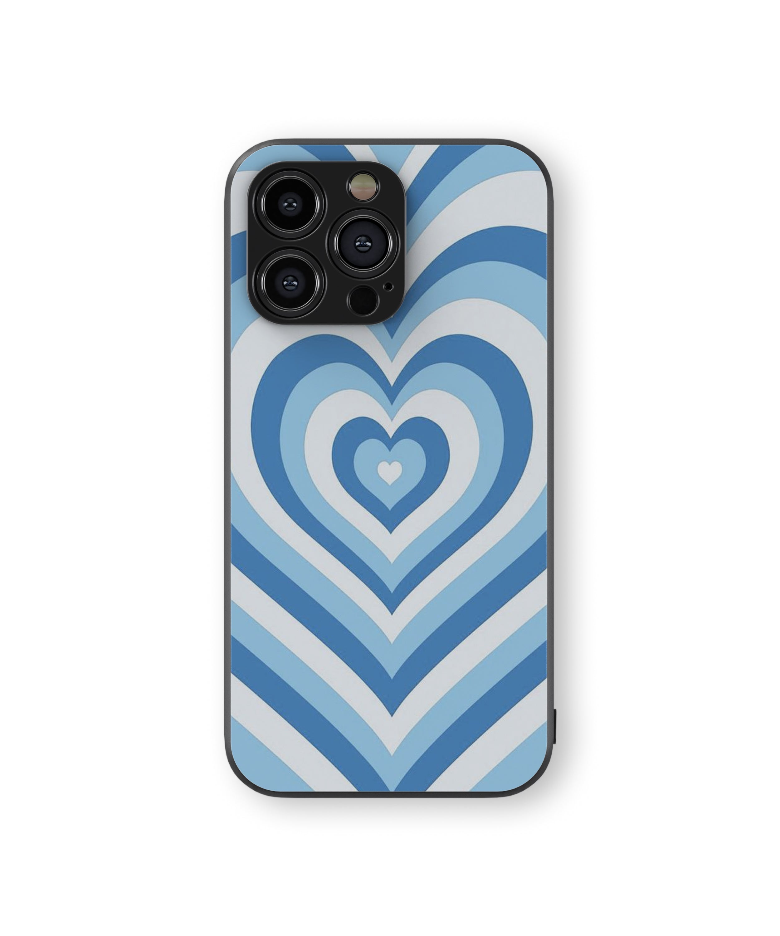 Blue Background White Heart Pattern Hybrid Metal TPU Case