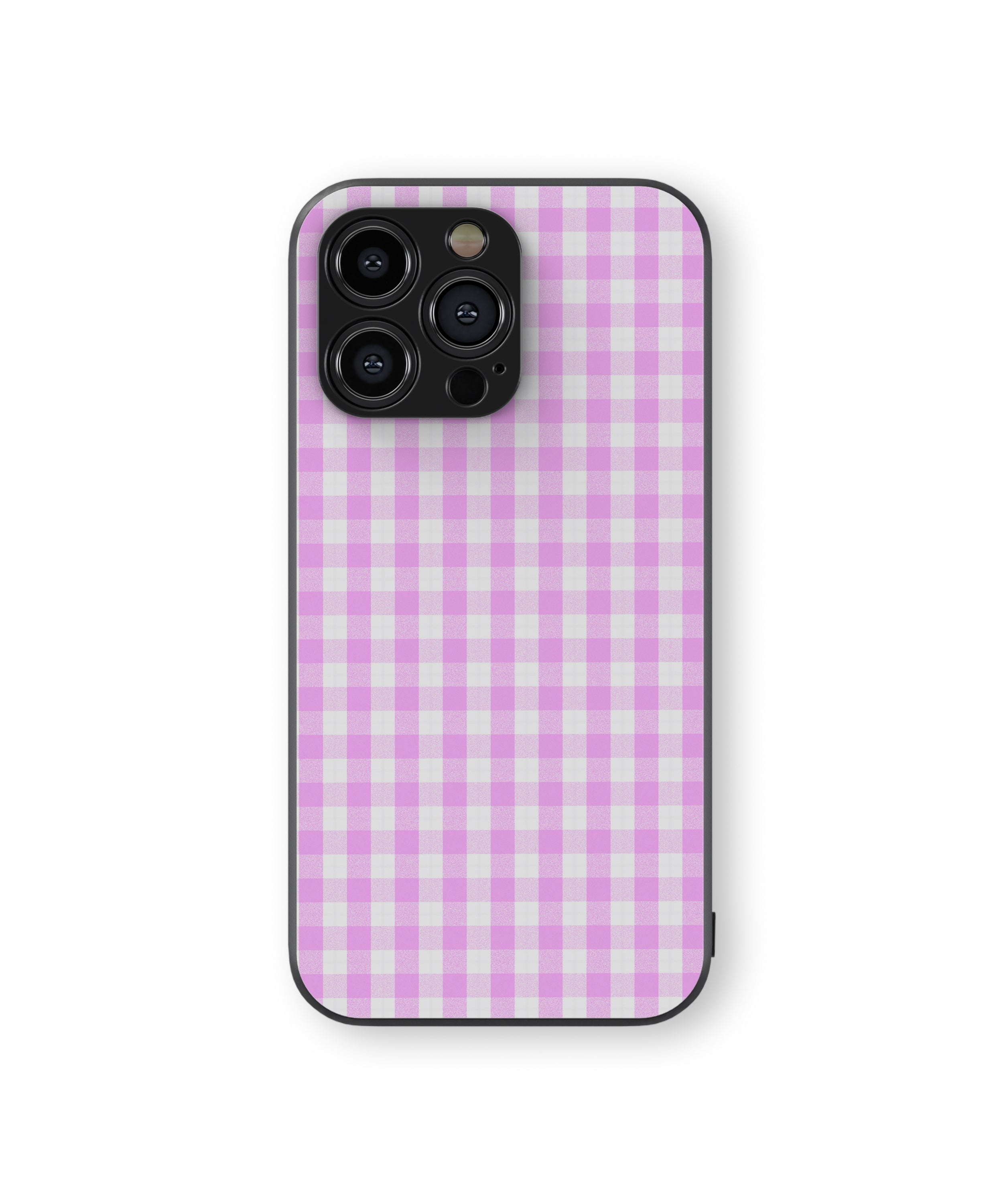 Pink White Check Pattern Hybrid Metal TPU Case