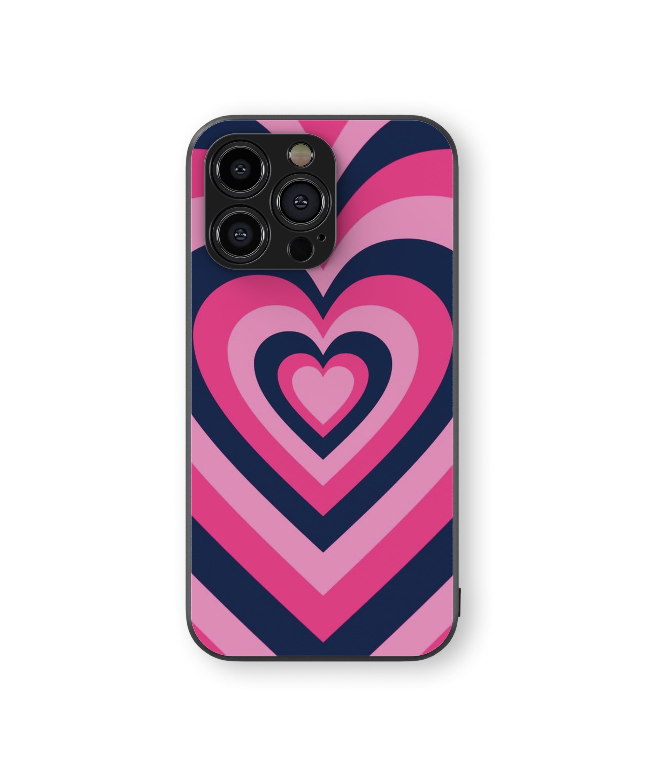 Blue Pink Heart Pattern Hybrid Metal TPU Case