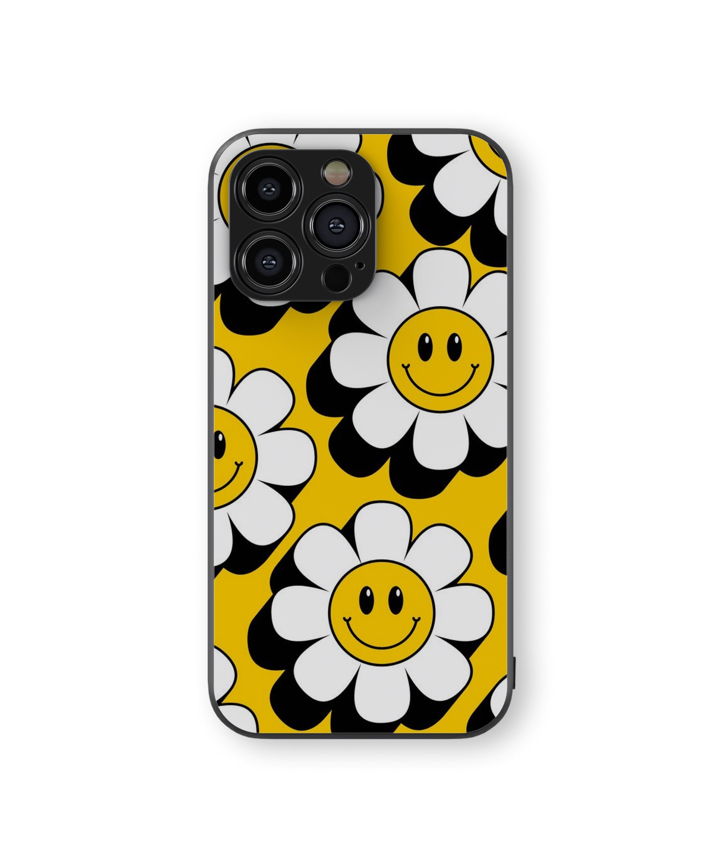 Yellow Smile Flower Hybrid Metal TPU Case