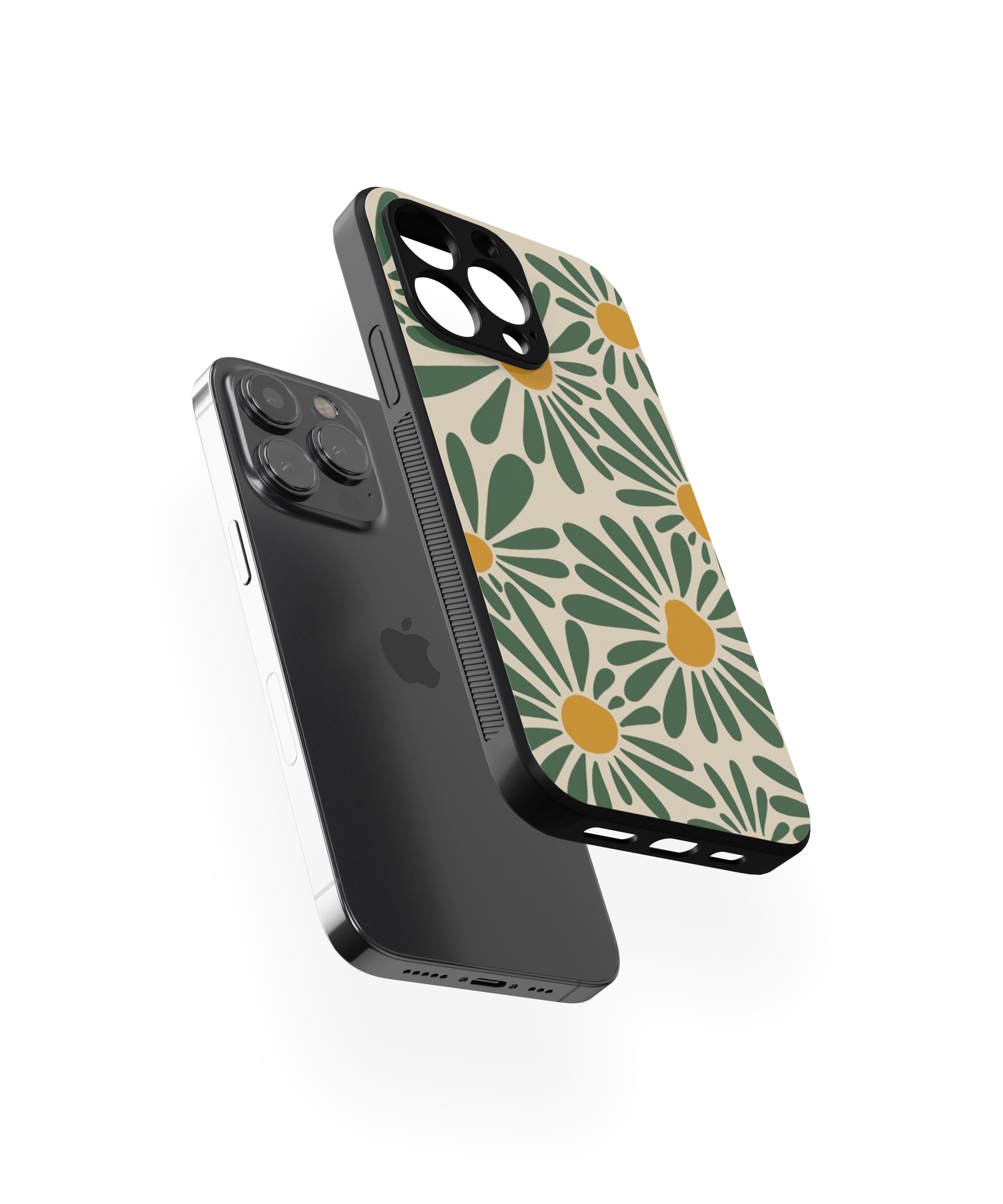 Green & Yellow Flower Hybrid Metal TPU Case