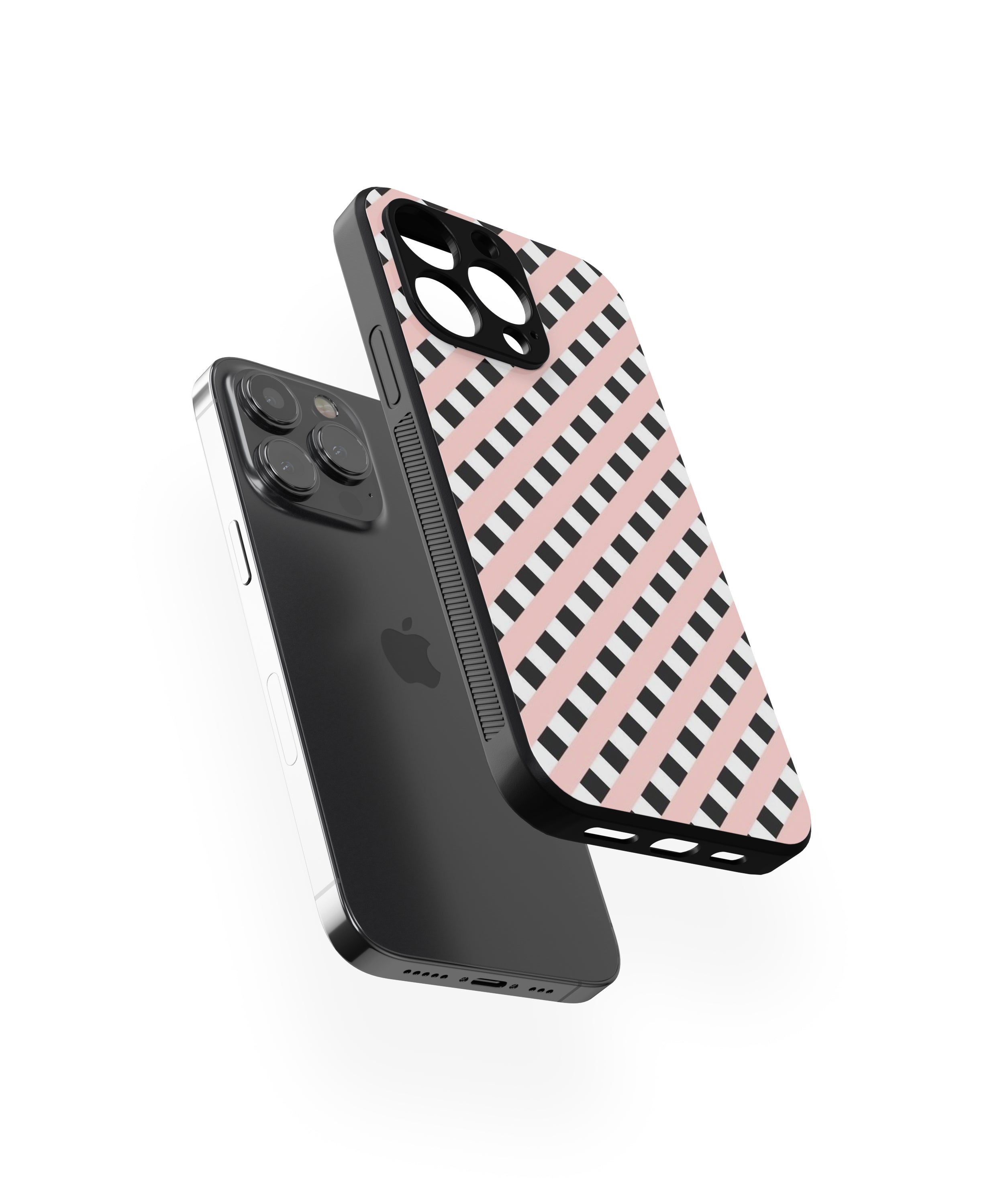 Pink Black White Pattern Hybrid Metal TPU Case