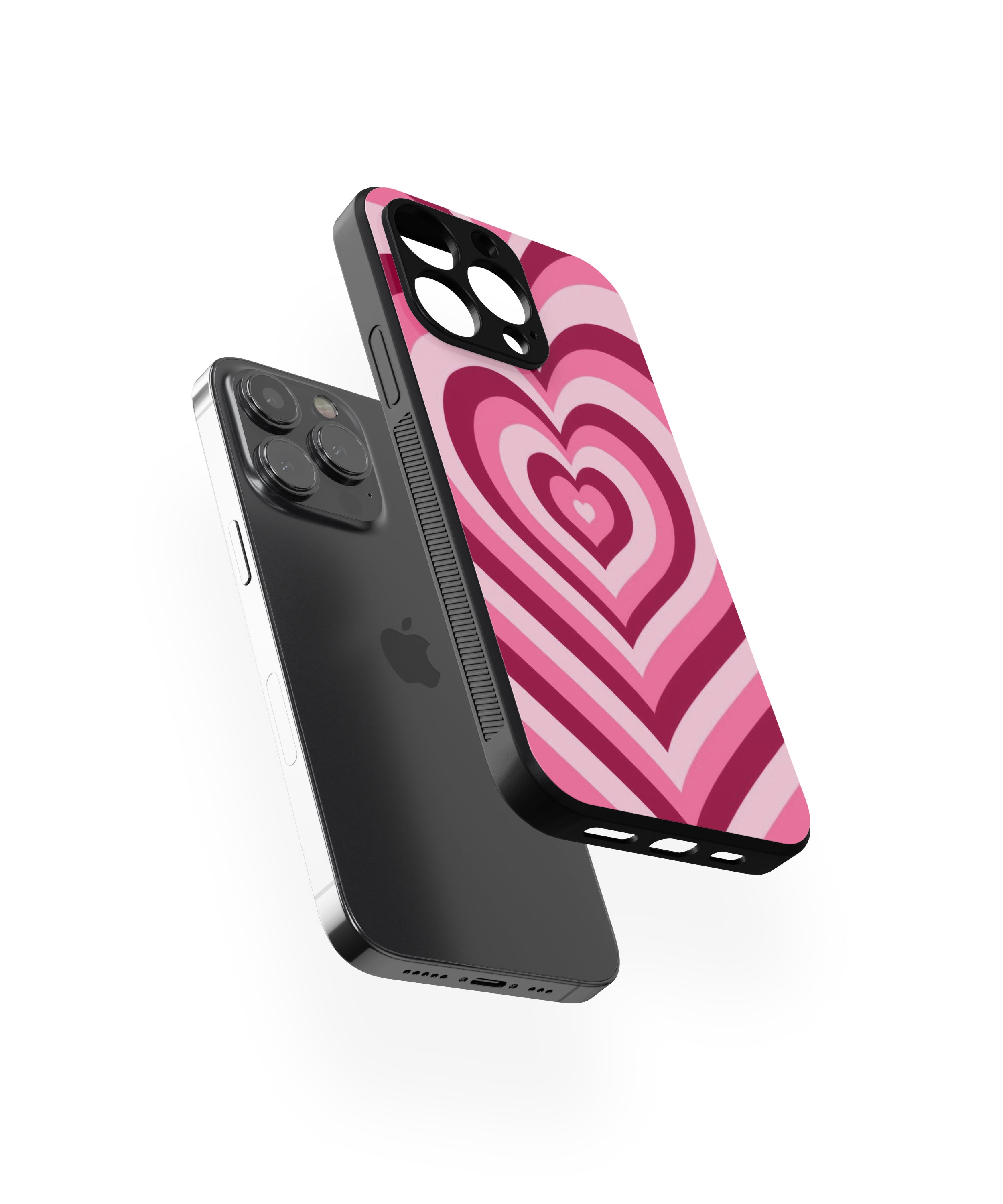 Pink White Heart Pattern Hybrid Metal TPU Case