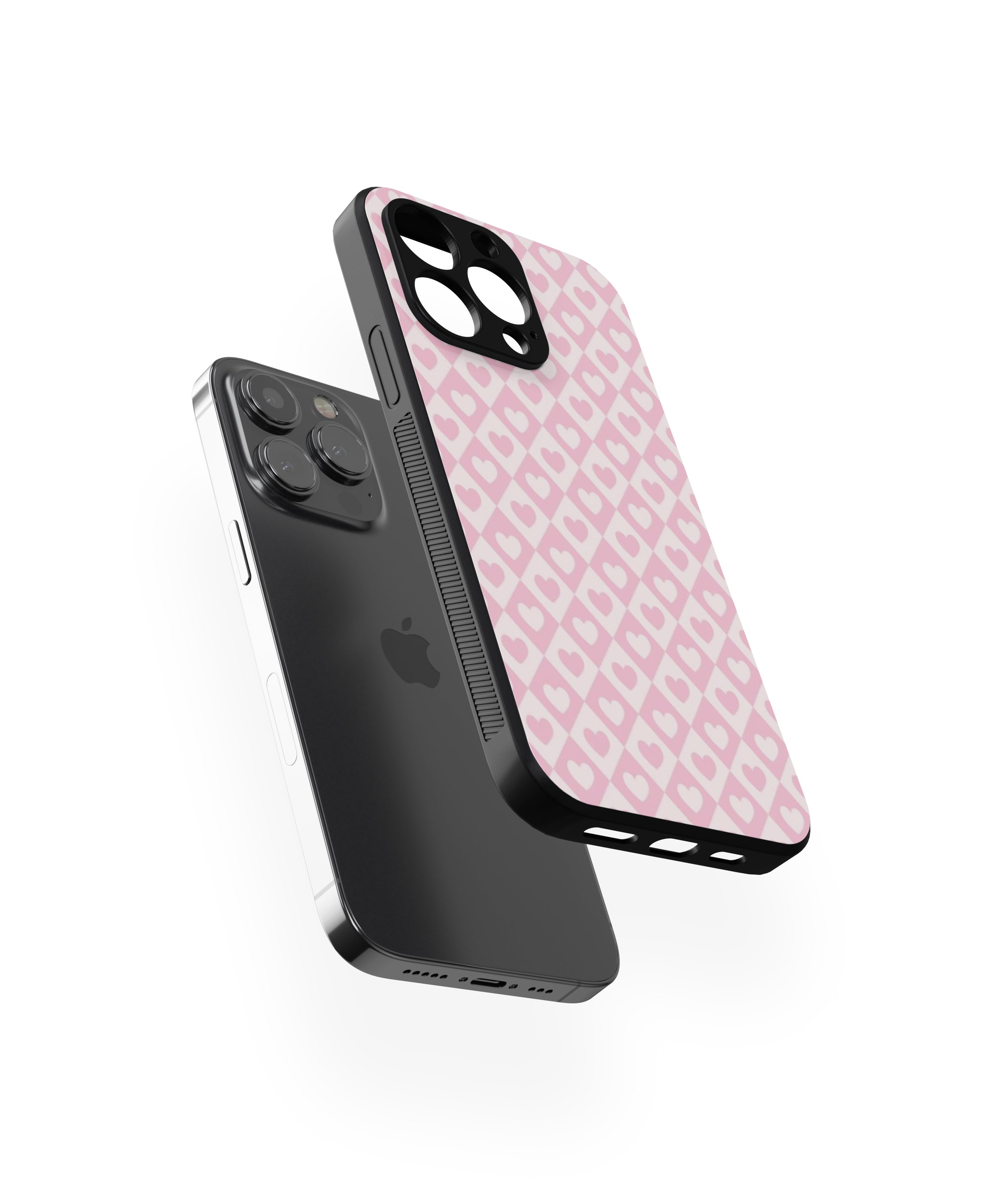 Pink Heart Pattern Hybrid Metal TPU Case