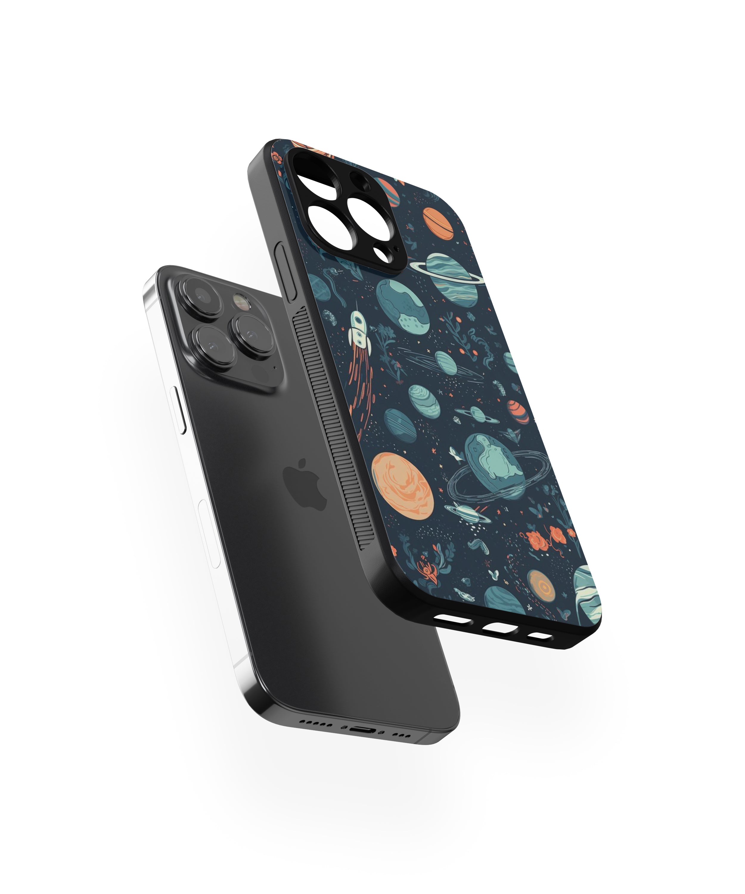 Solar System Pattern Hybrid Metal TPU Case