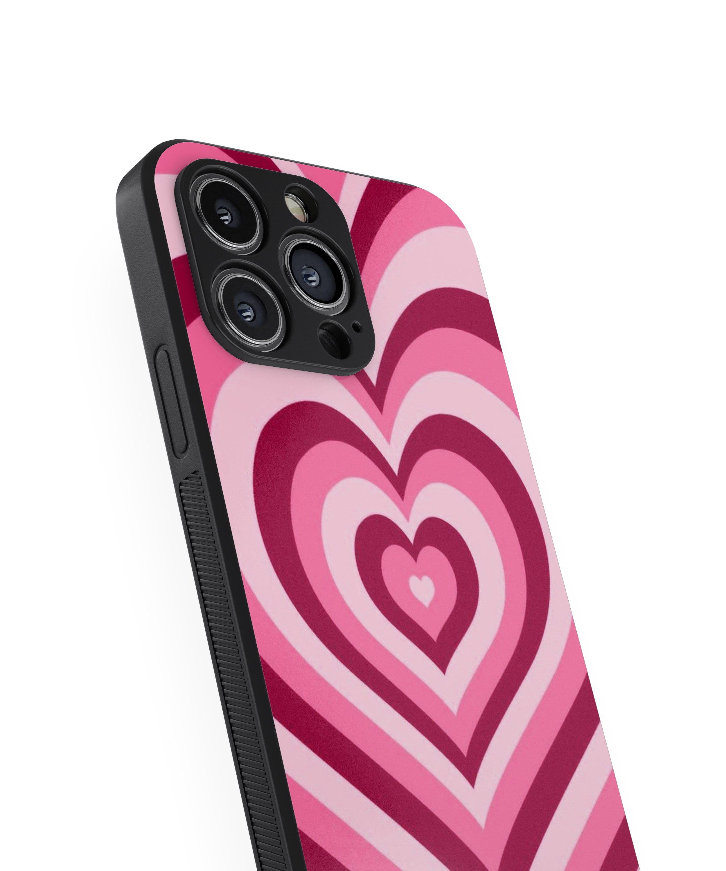 Pink White Heart Pattern Hybrid Metal TPU Case