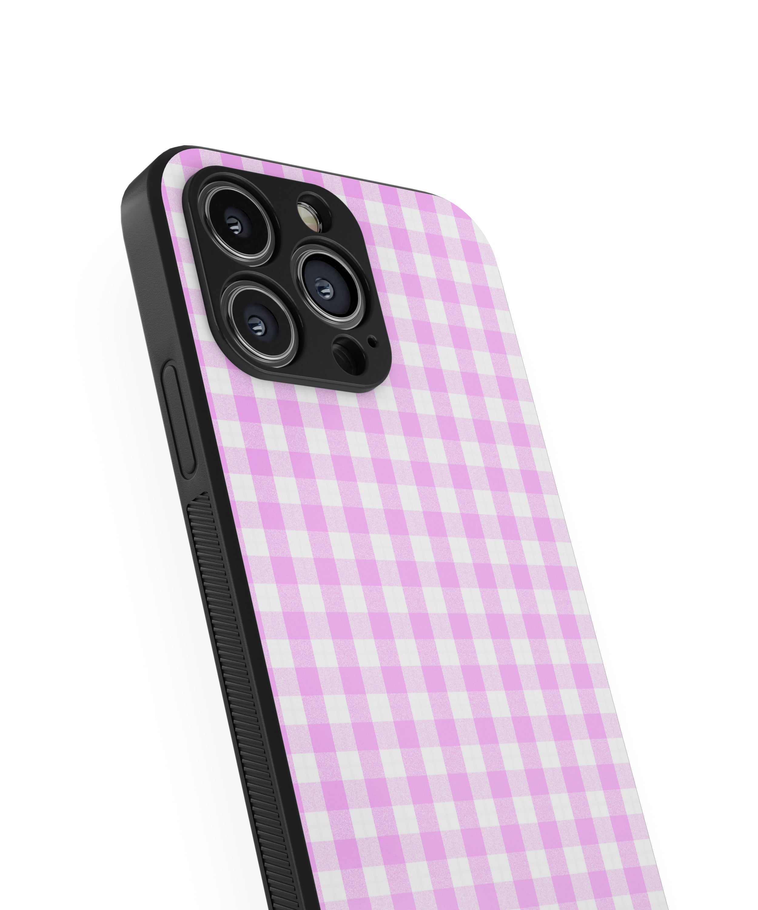 Pink White Check Pattern Hybrid Metal TPU Case