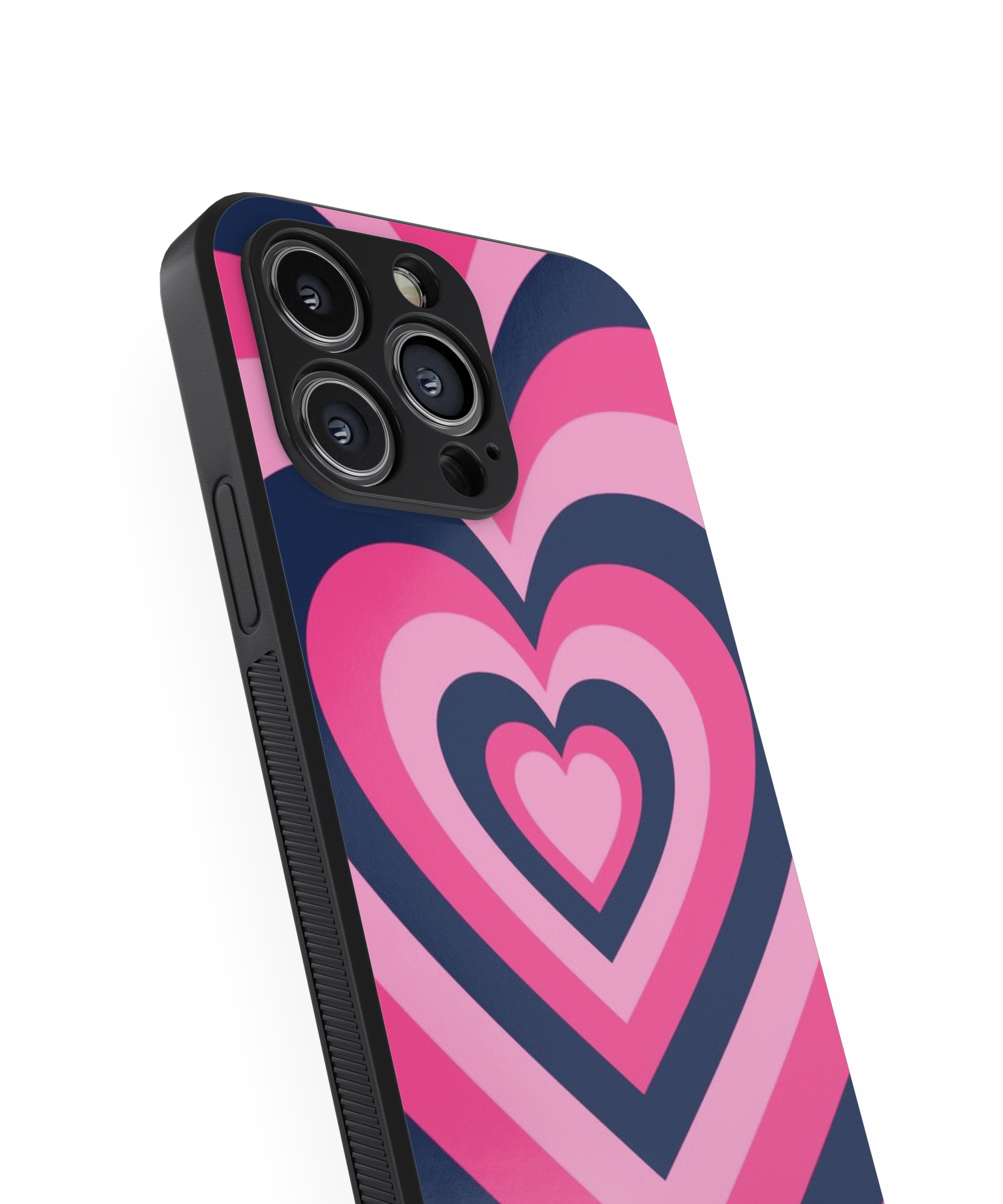 Blue Pink Heart Pattern Hybrid Metal TPU Case