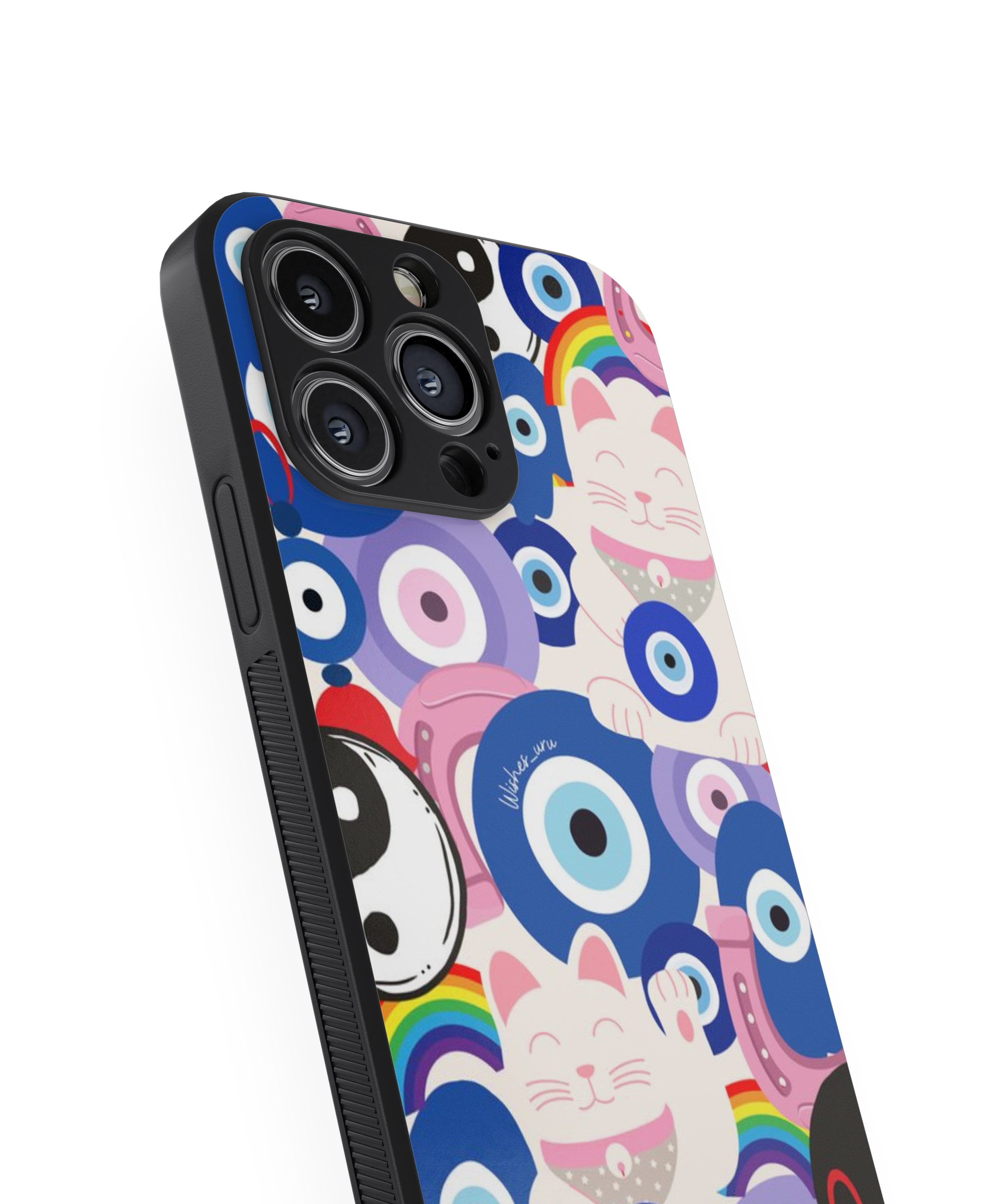 Evil Eye Cat Pattern Hybrid Metal TPU Case