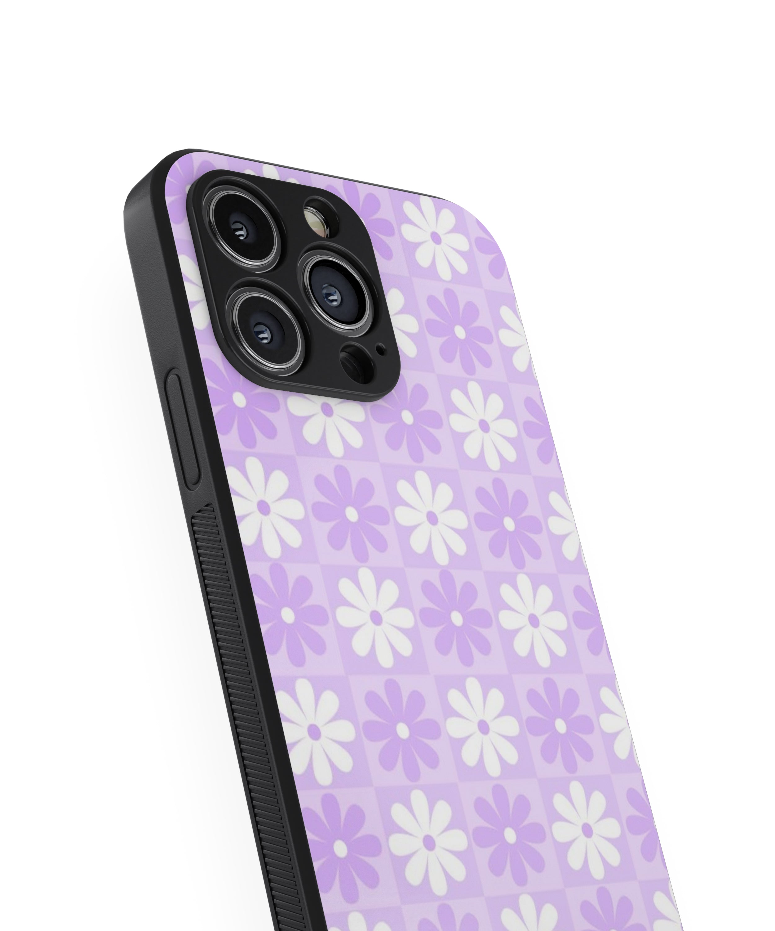 Purple And White Flower Purple Background Hybrid Metal TPU Case