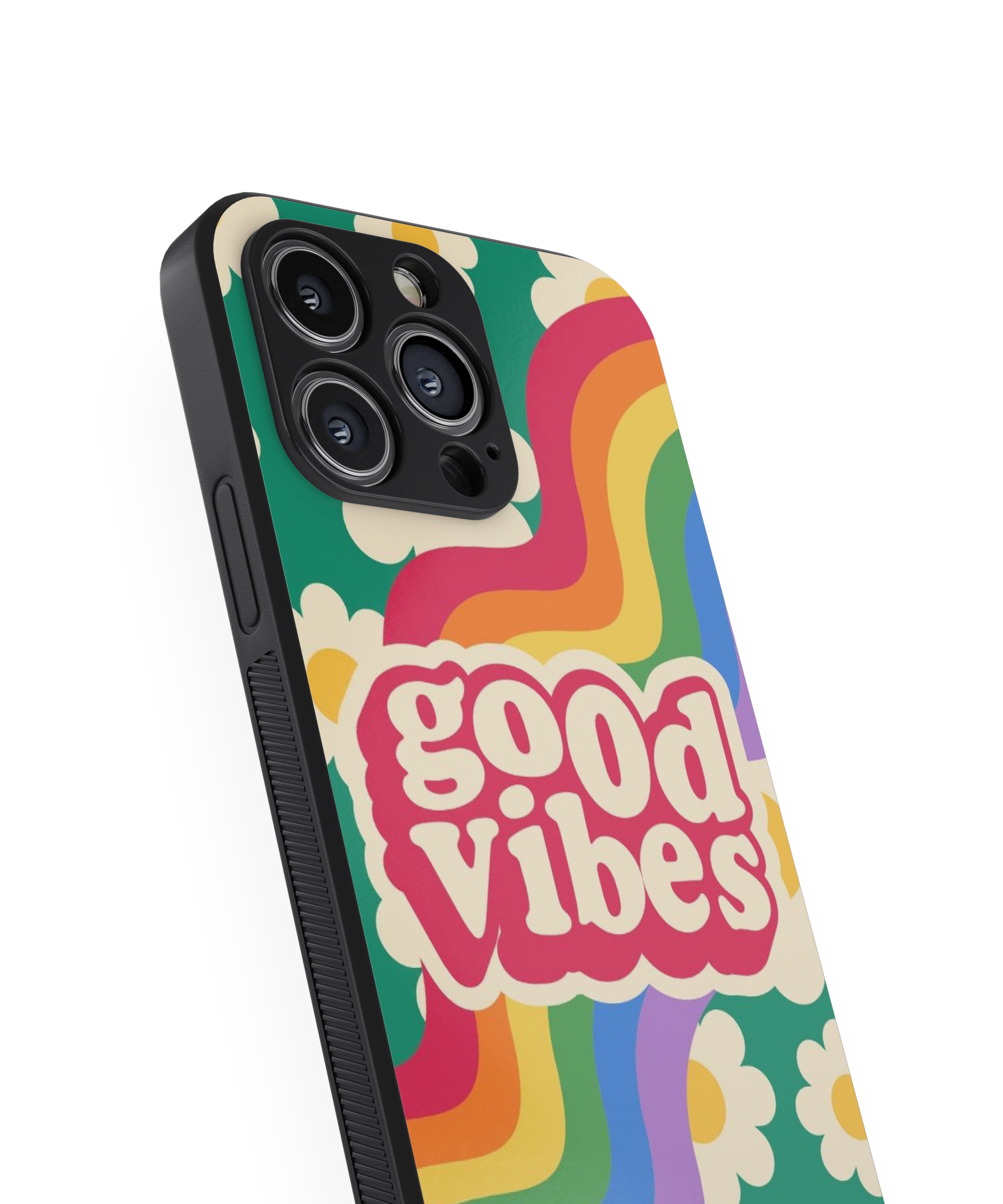 Multi Colour Good Vibes Hybrid Metal TPU Case