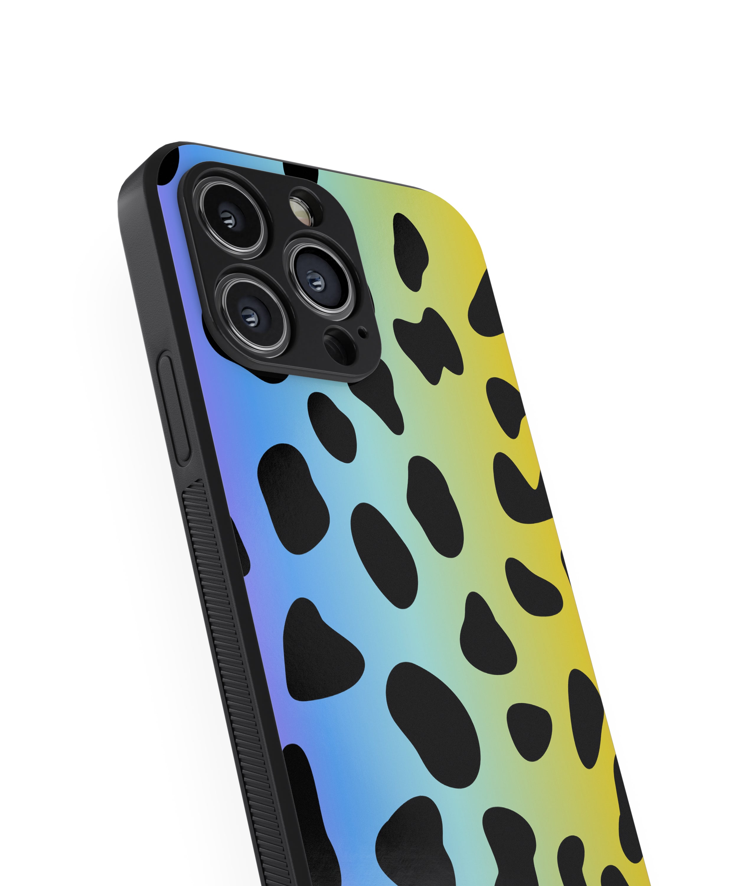 Black Blue Yellow Pattern Hybrid Metal TPU Case