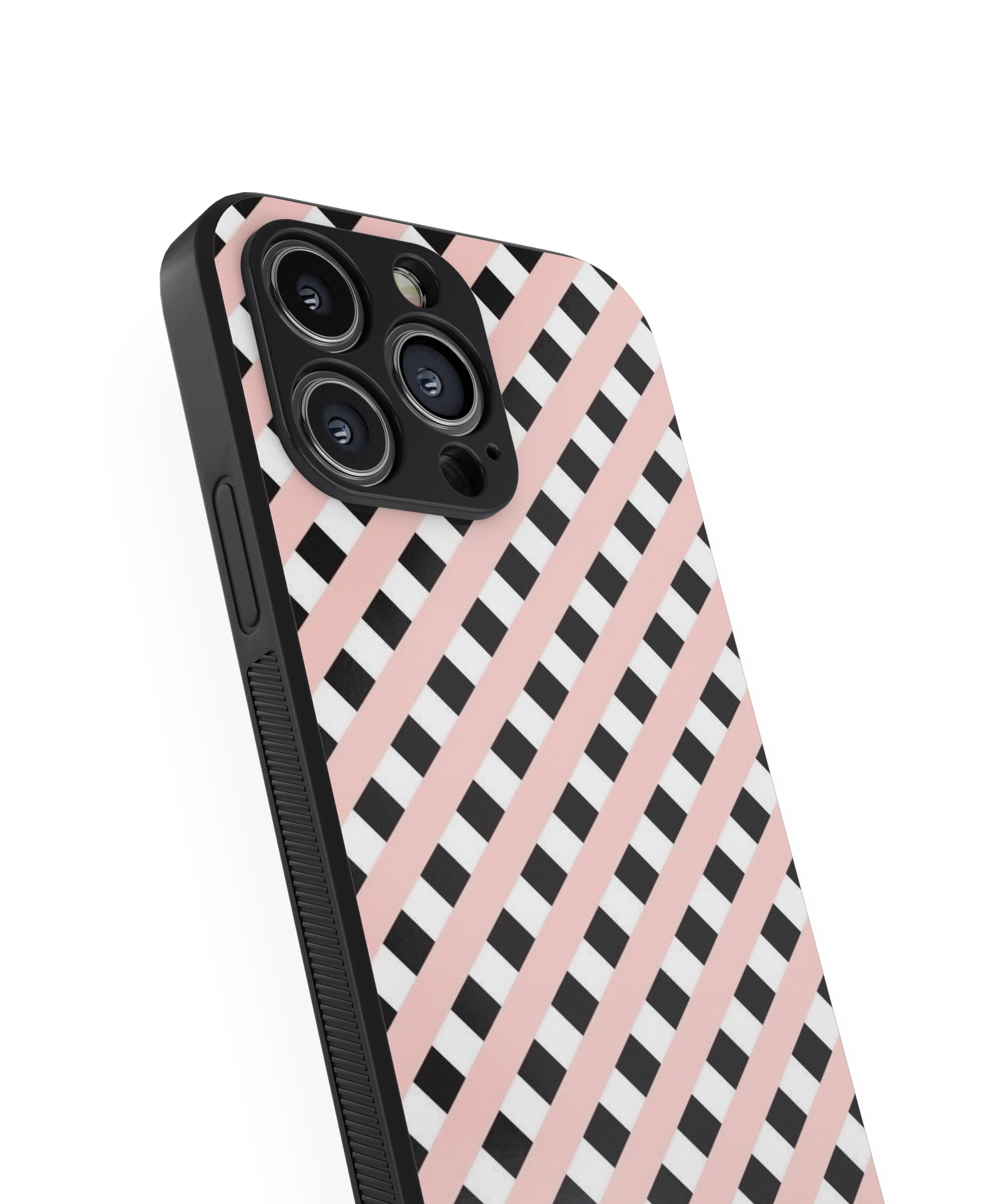 Pink Black White Pattern Hybrid Metal TPU Case