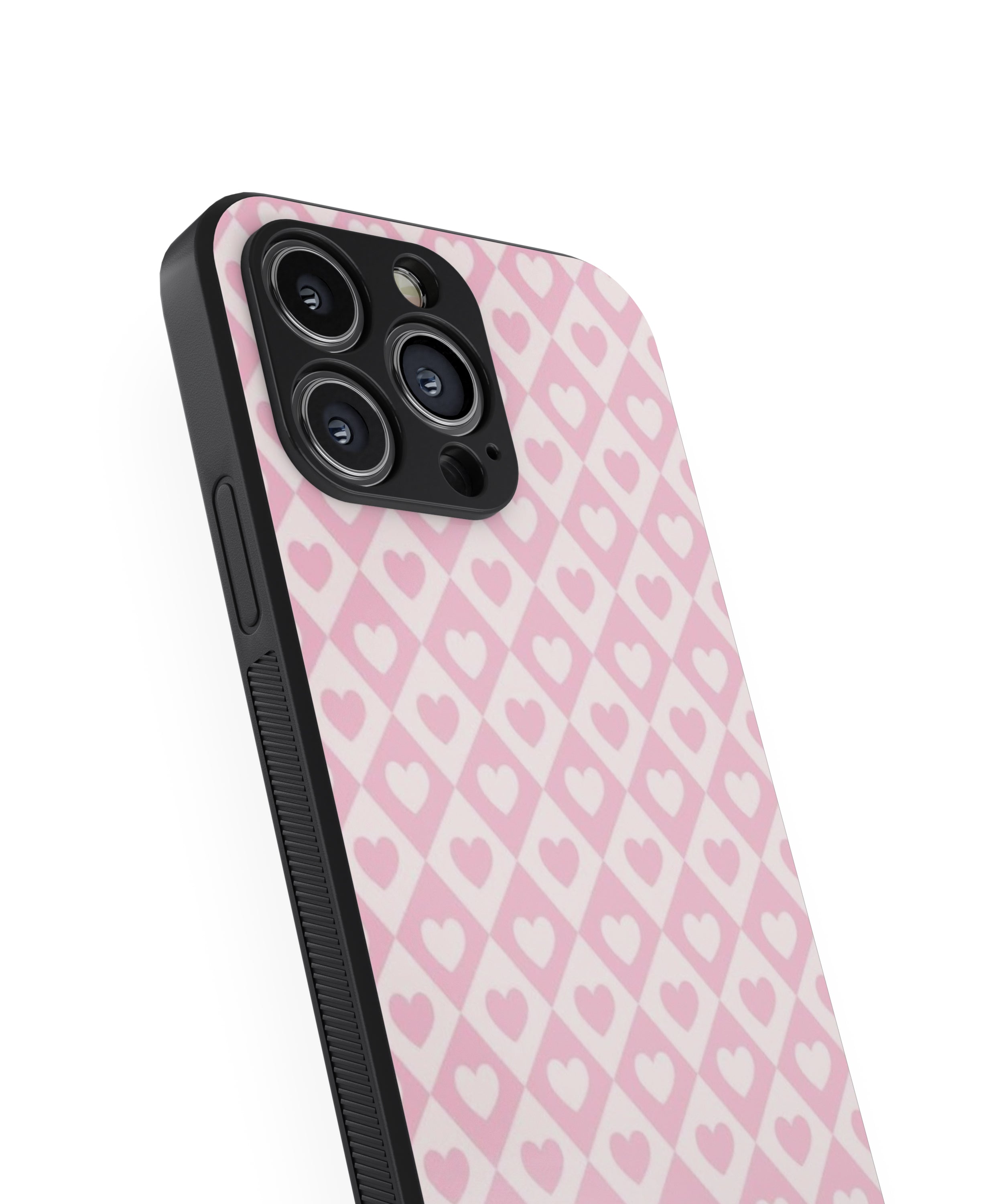 Pink Heart Pattern Hybrid Metal TPU Case