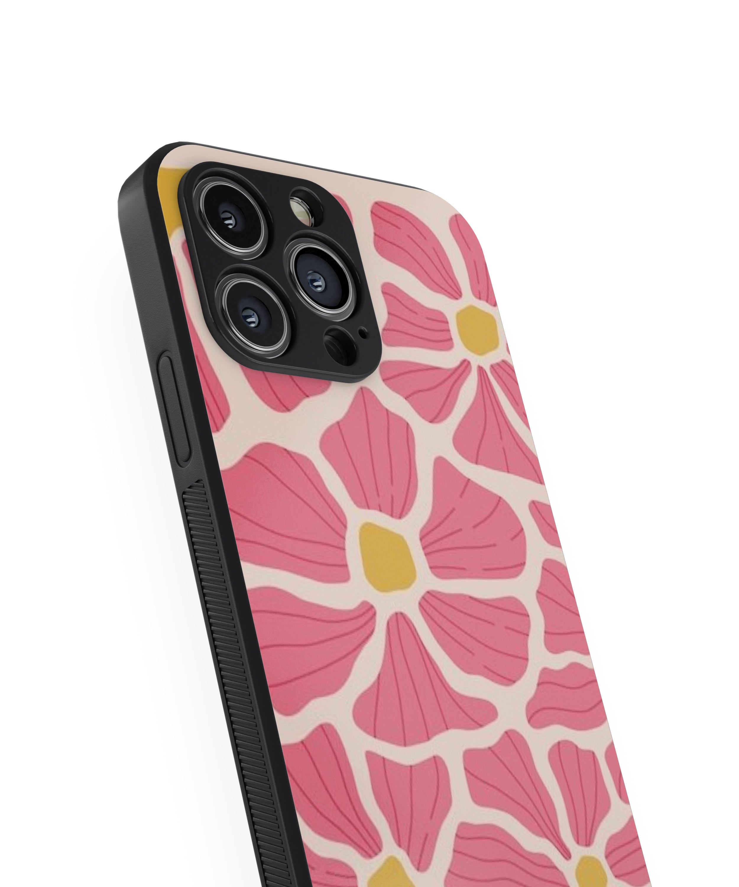 Pink & Yellow Flower Hybrid Metal TPU Case