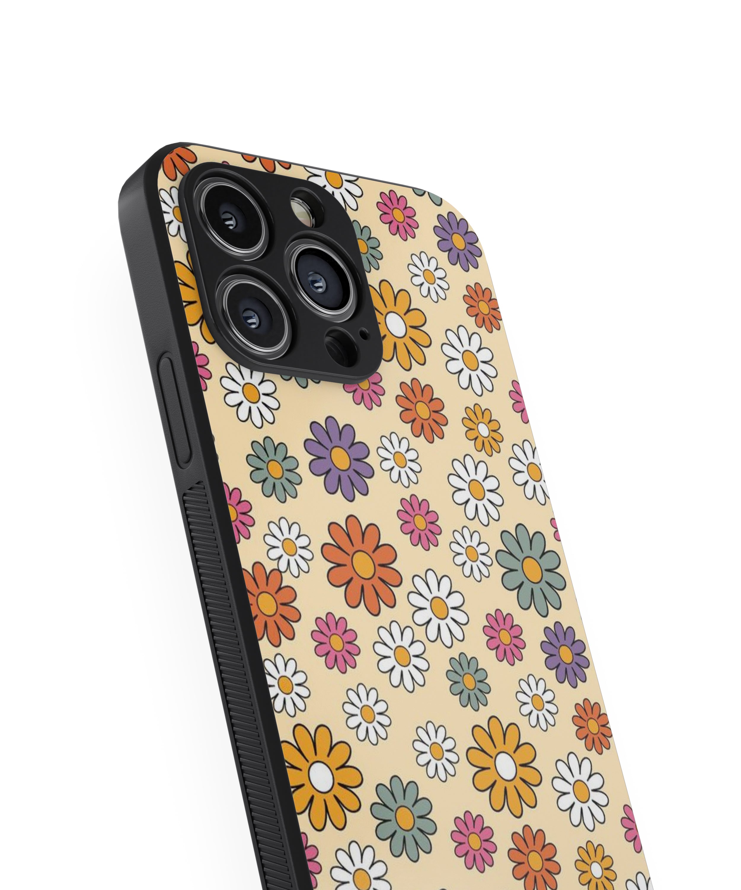 Green White Red & Purple  Flower Hybrid Metal TPU Case