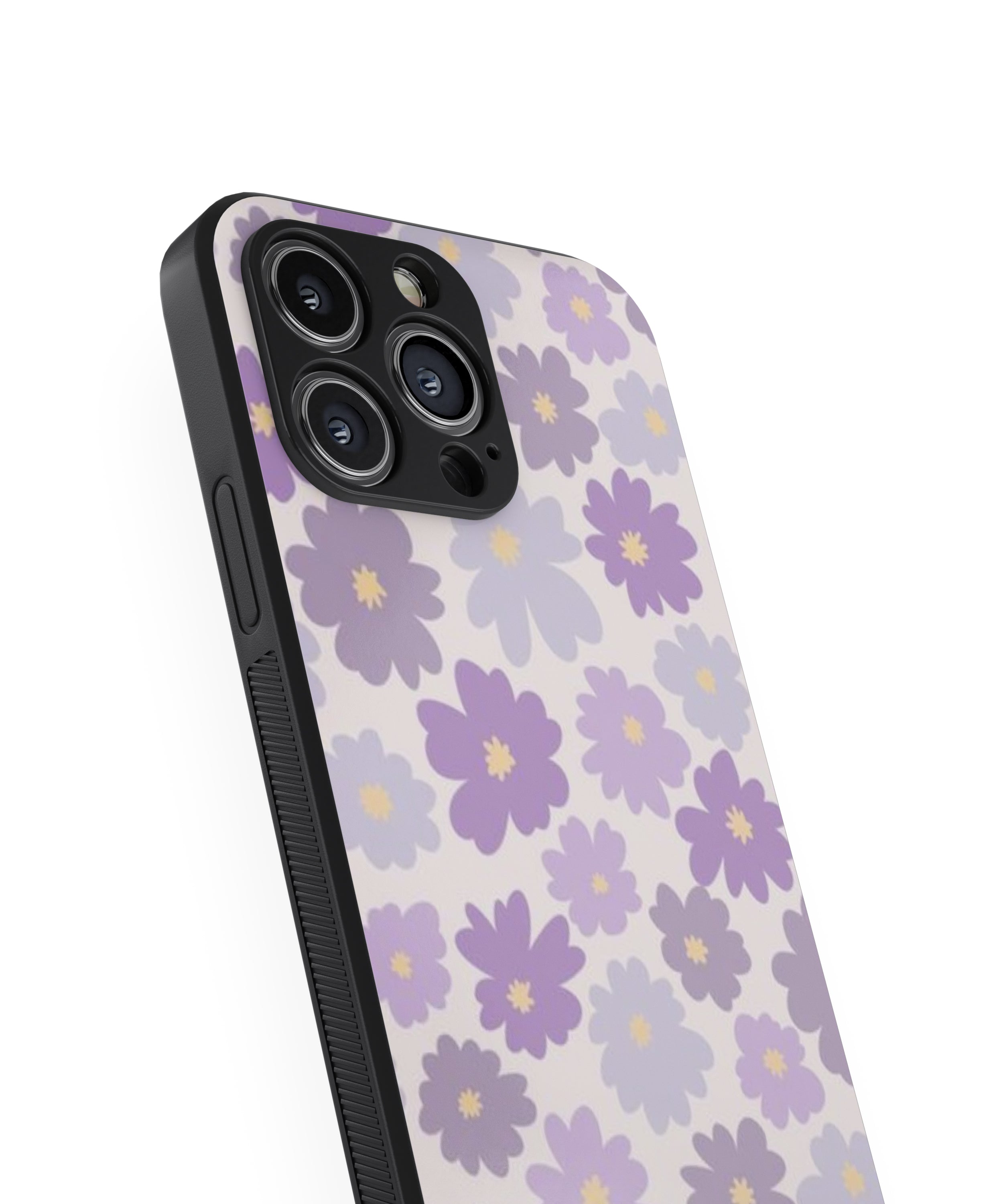 Purple & Grey Flower Hybrid Metal TPU Case