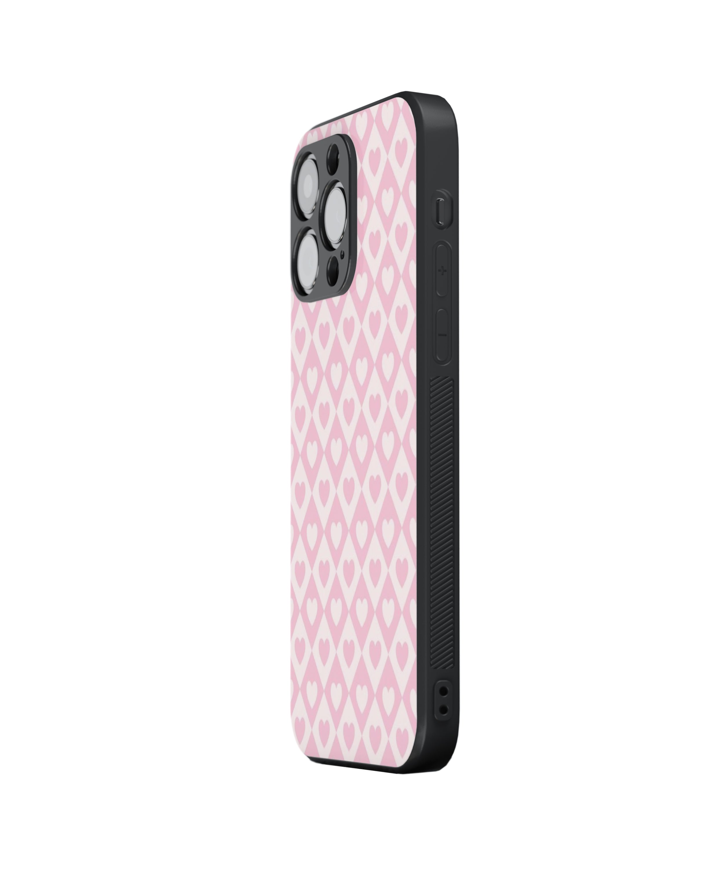 Pink Heart Pattern Hybrid Metal TPU Case