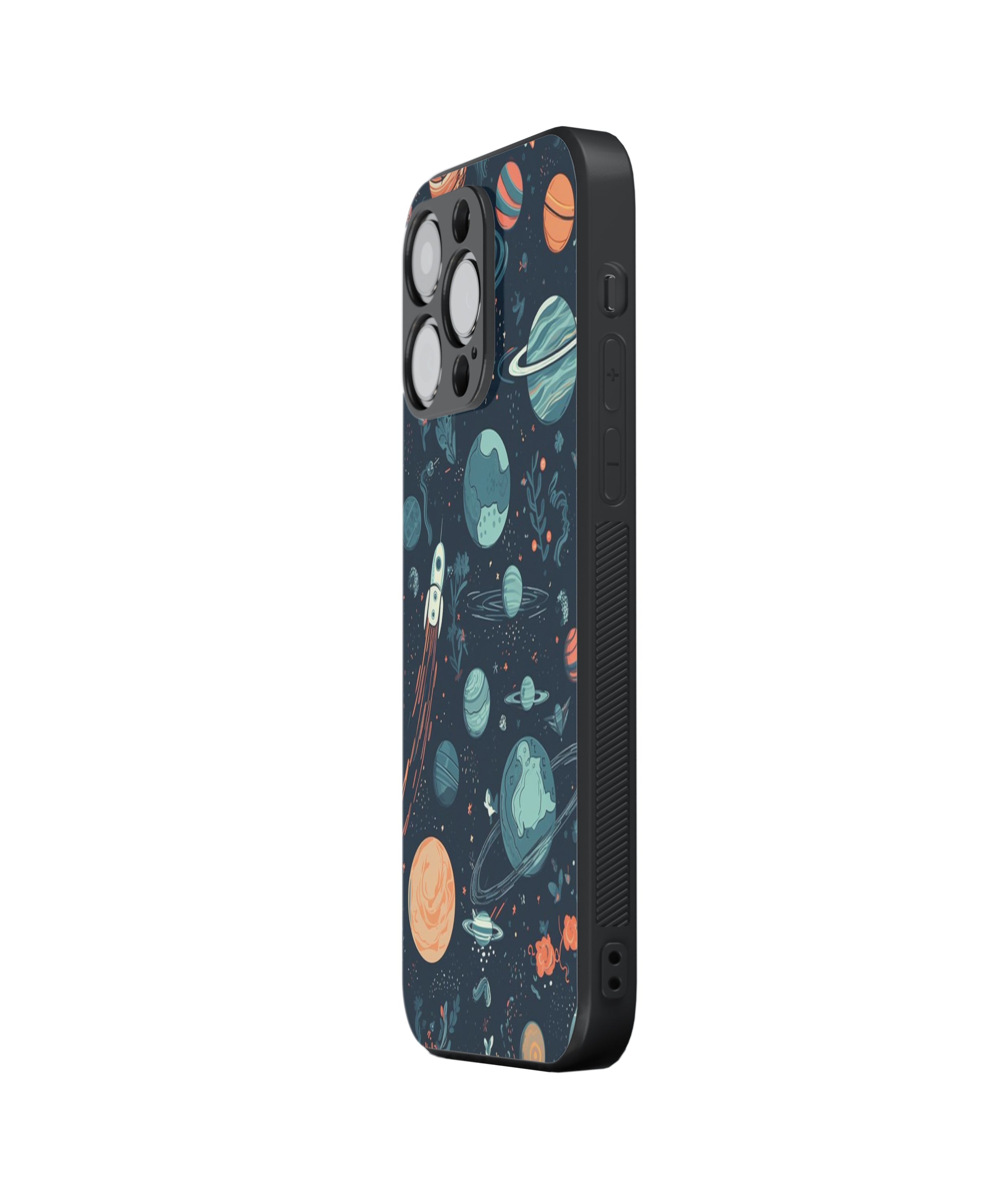 Solar System Pattern Hybrid Metal TPU Case