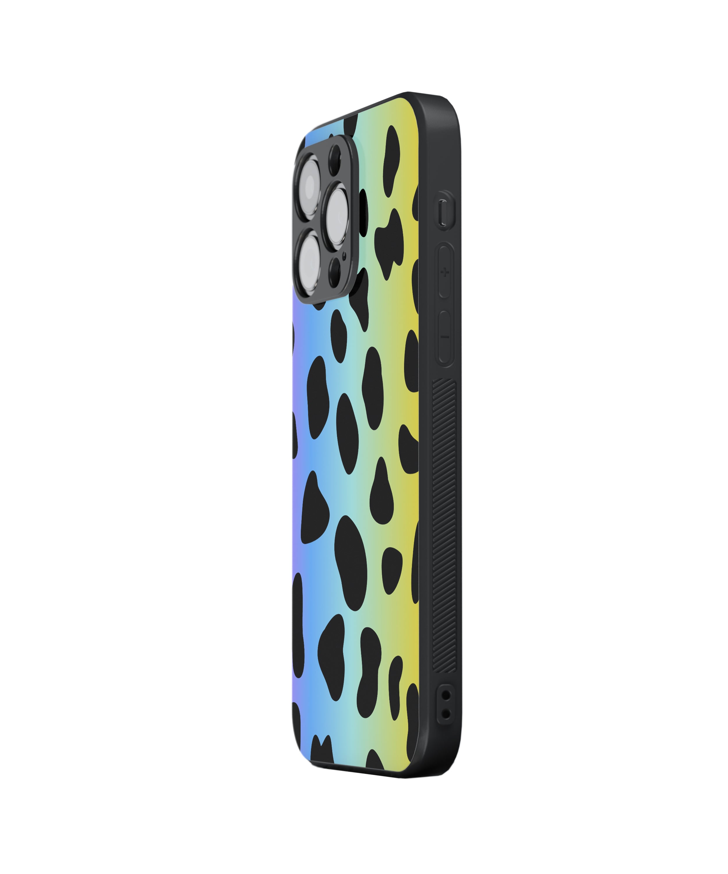 Black Blue Yellow Pattern Hybrid Metal TPU Case