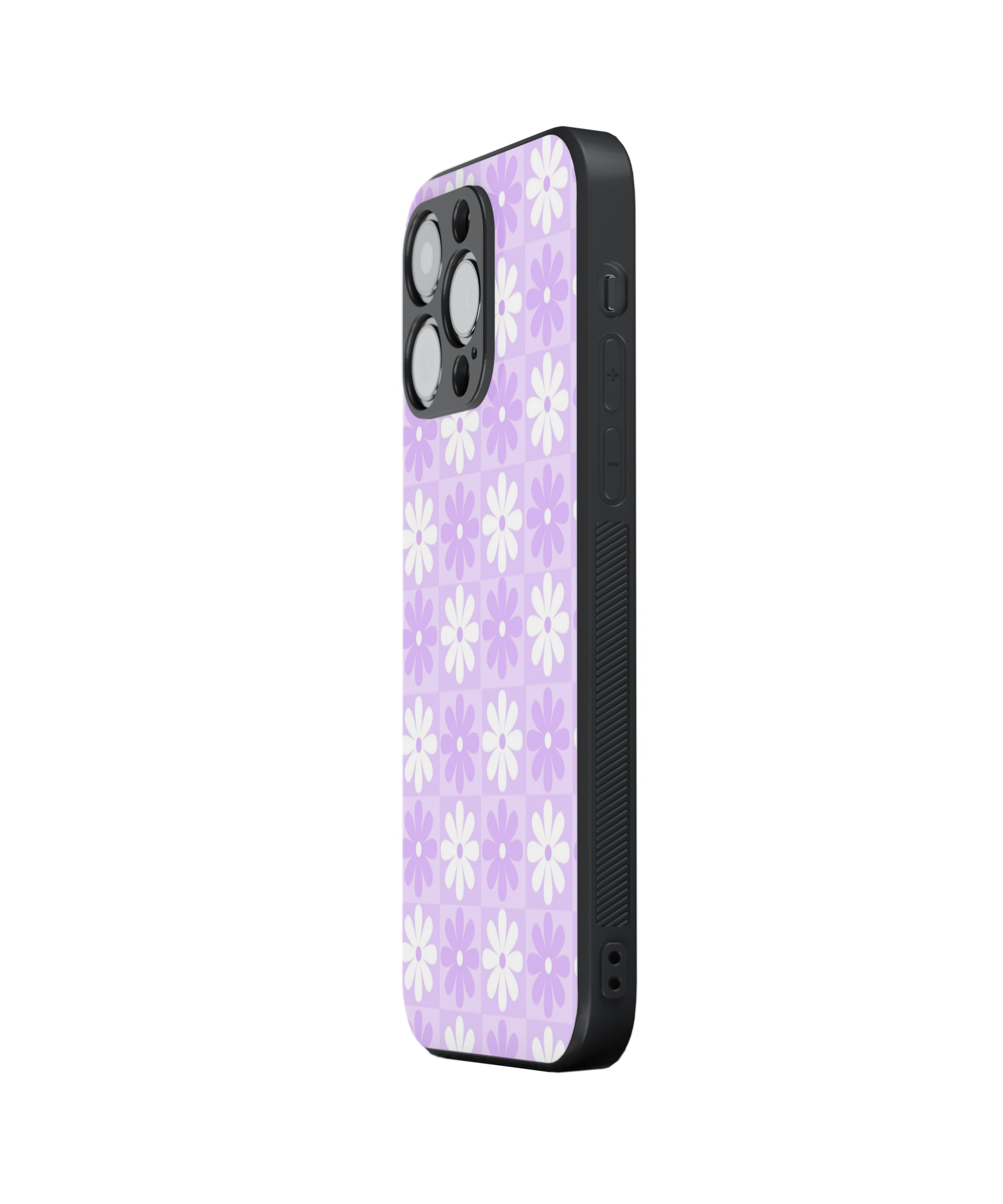 Purple And White Flower Purple Background Hybrid Metal TPU Case