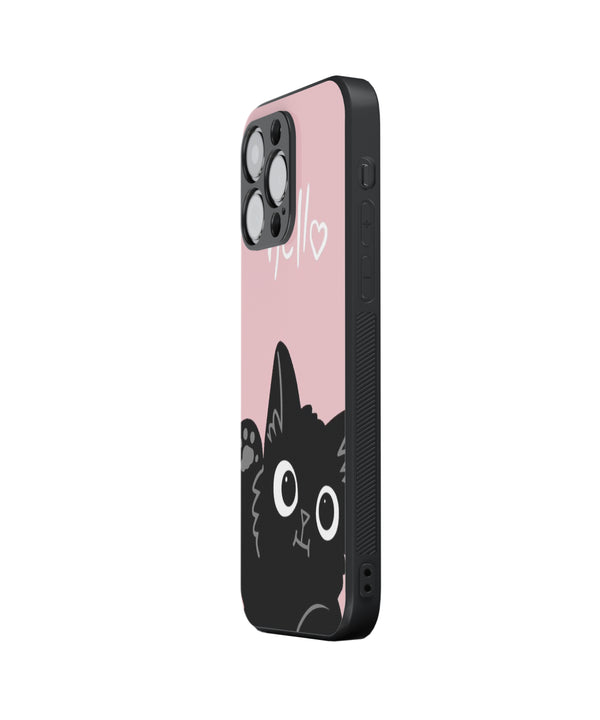 Pink Background Black Cat Hybrid Metal TPU Case