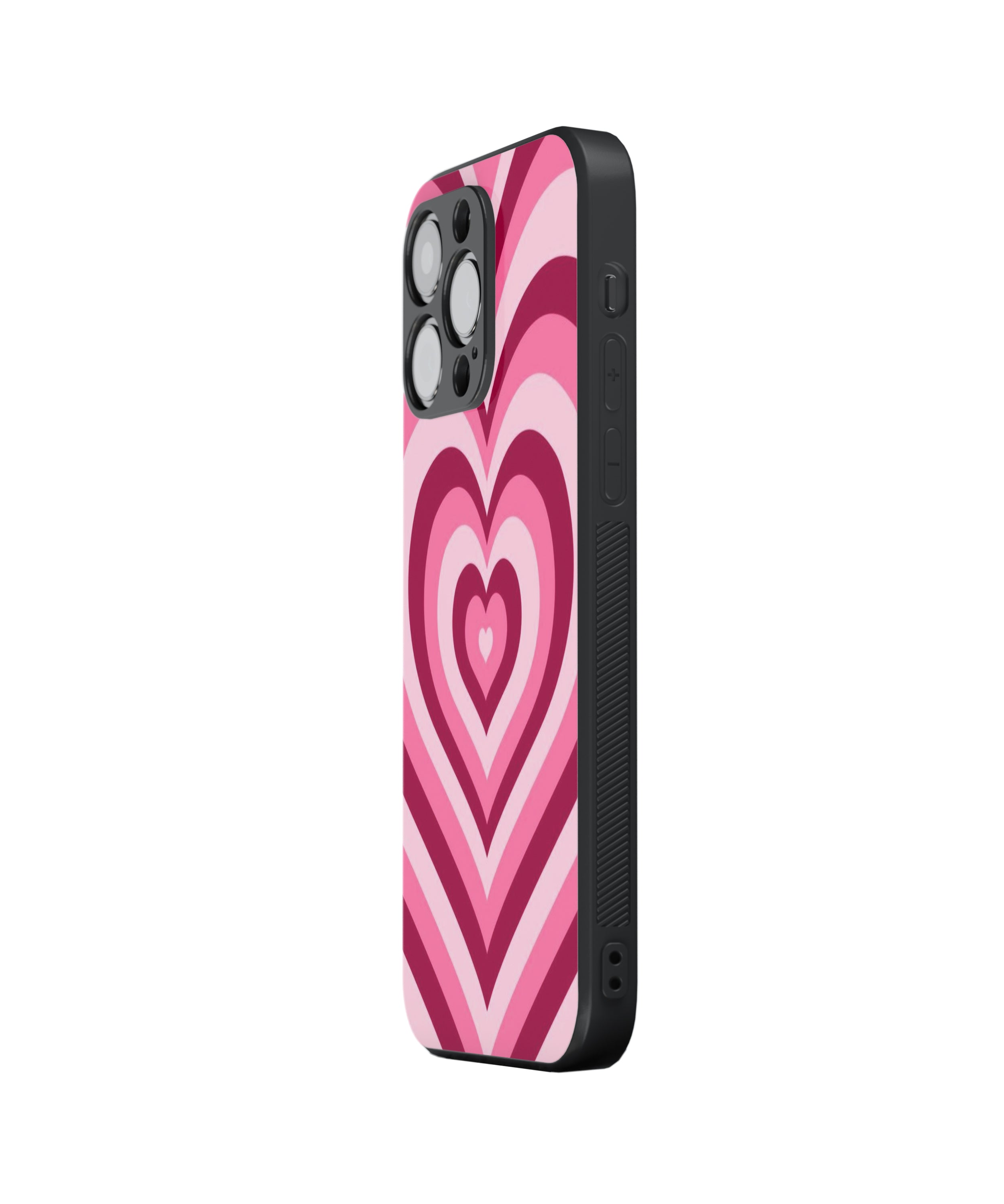 Pink White Heart Pattern Hybrid Metal TPU Case