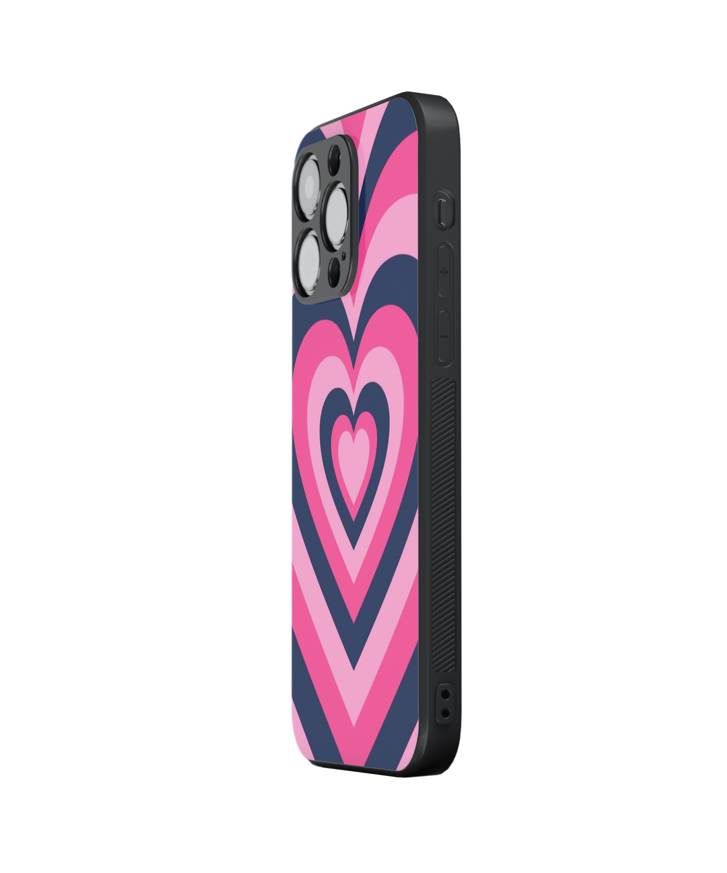 Blue Pink Heart Pattern Hybrid Metal TPU Case