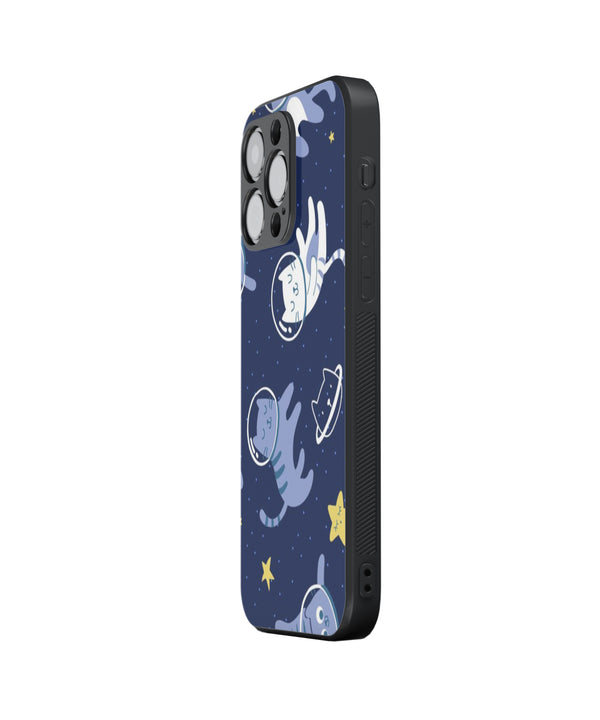 White Blue Star Cat Hybrid Metal TPU Case