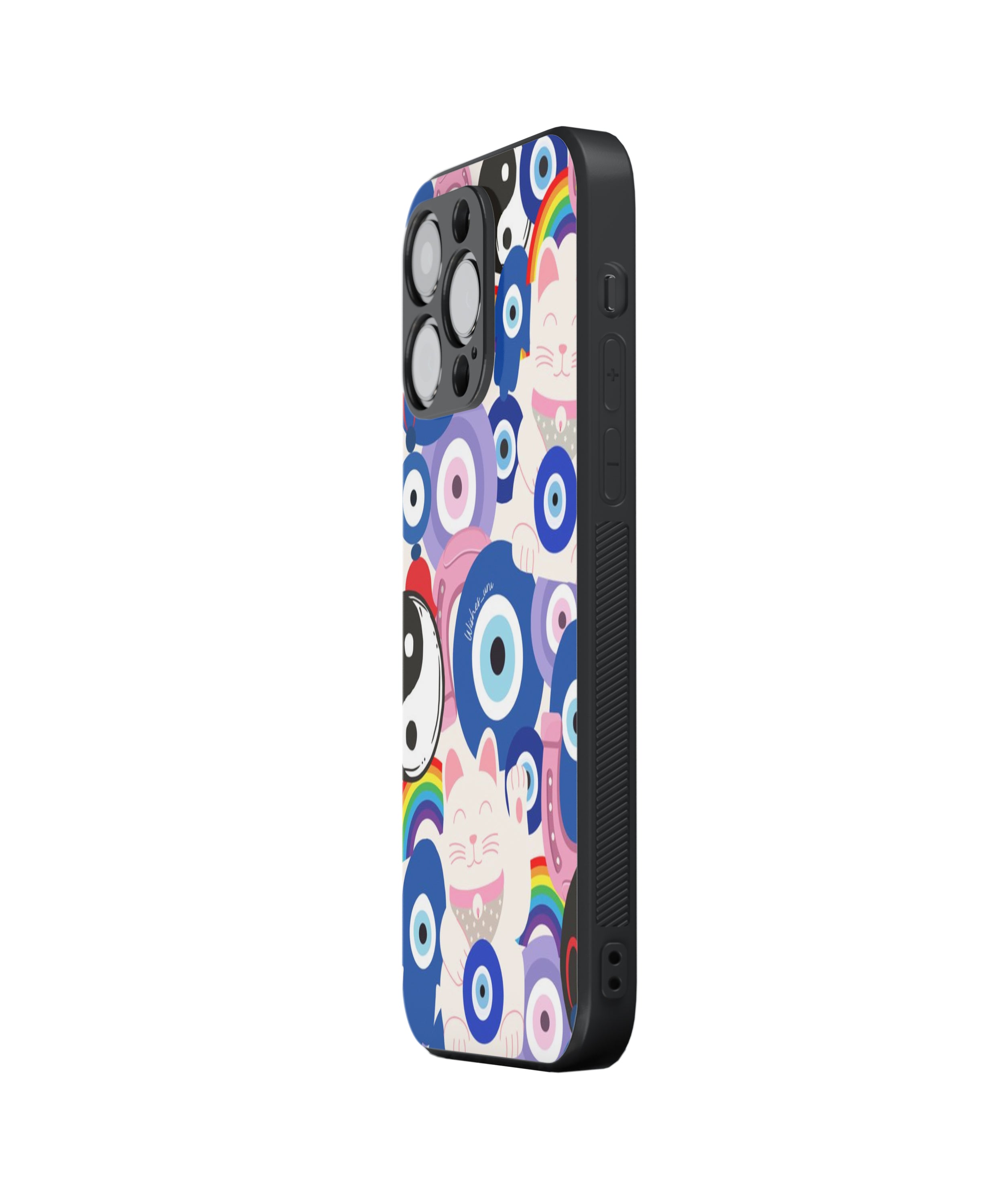 Evil Eye Cat Pattern Hybrid Metal TPU Case