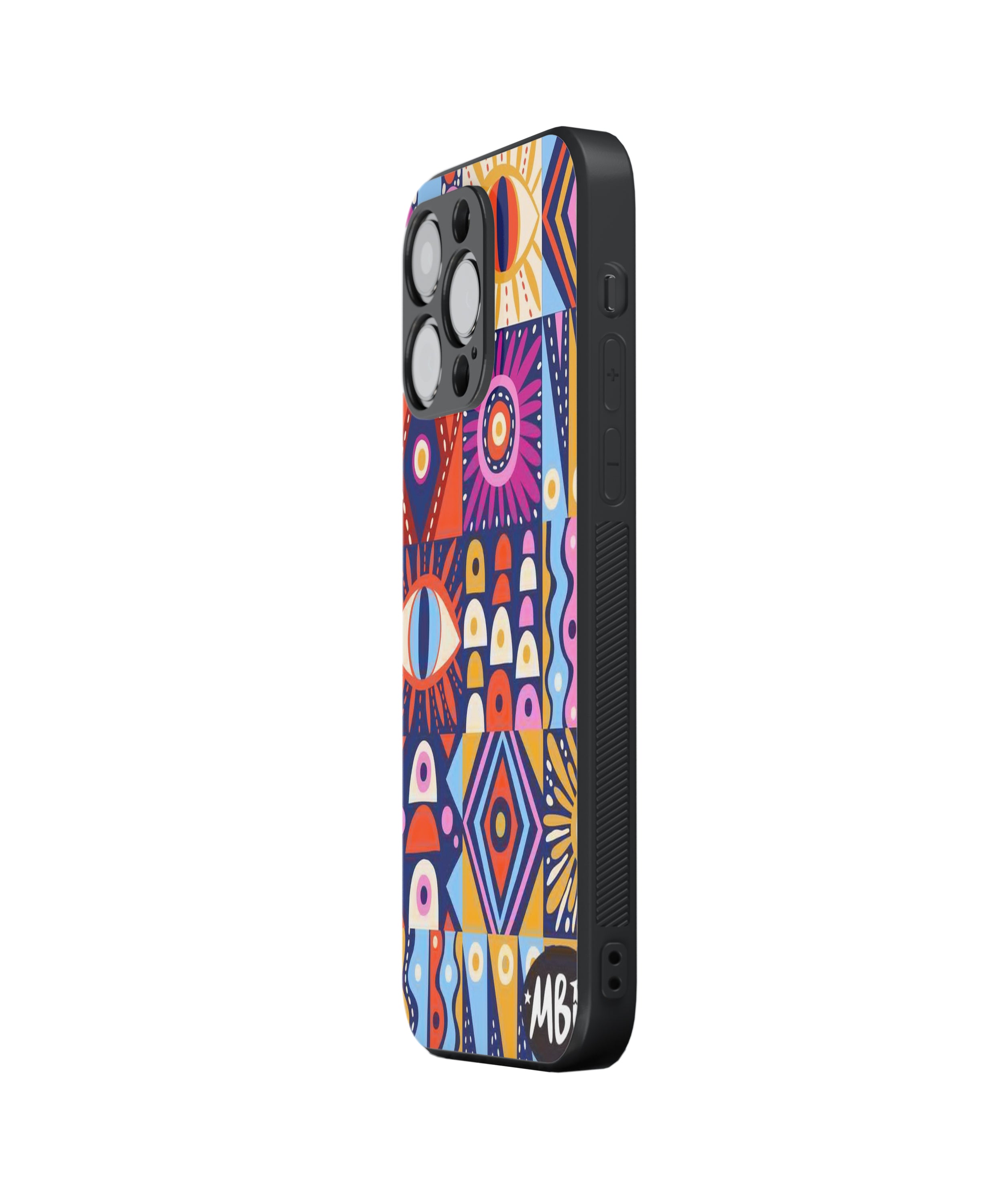 Patchwork Pattern Hybrid Metal TPU Case