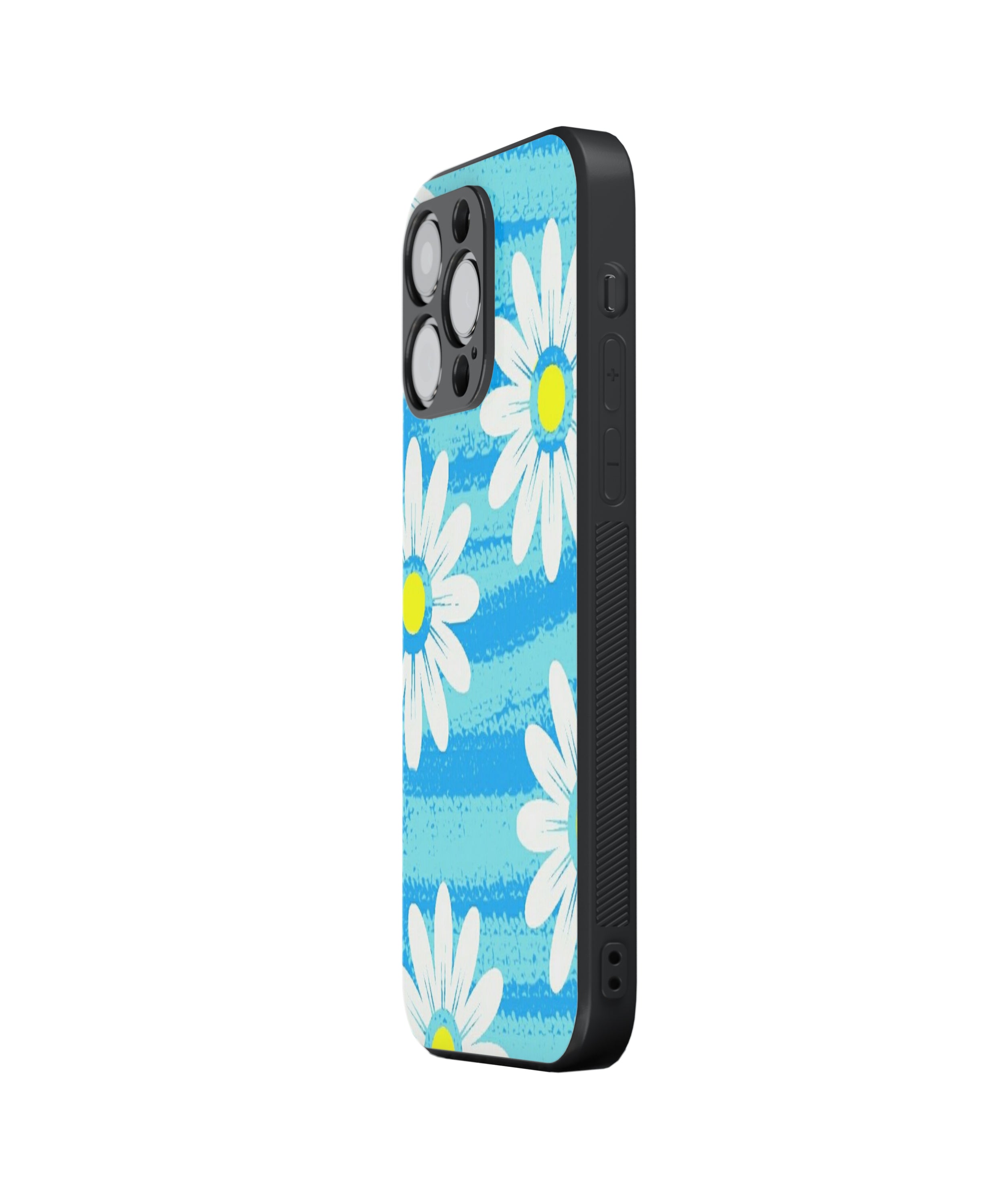 White Flower Sea Background Hybrid Metal TPU Case