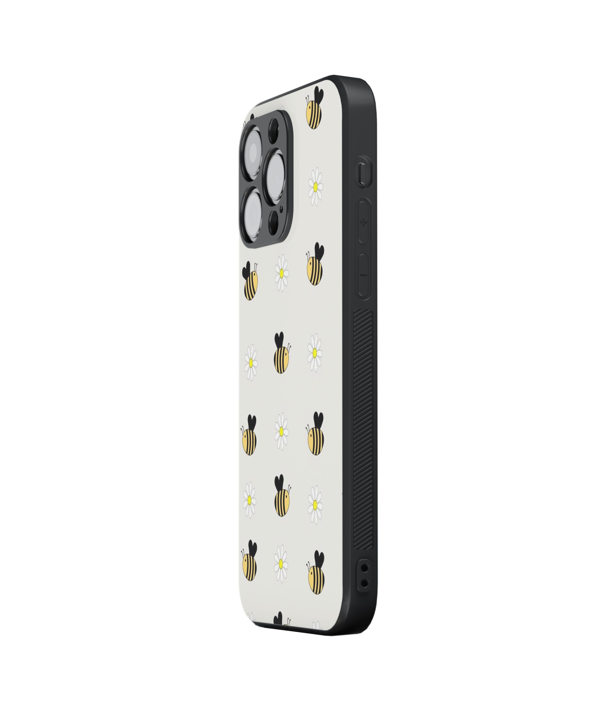 White Flower & Honey bee Hybrid Metal TPU Case