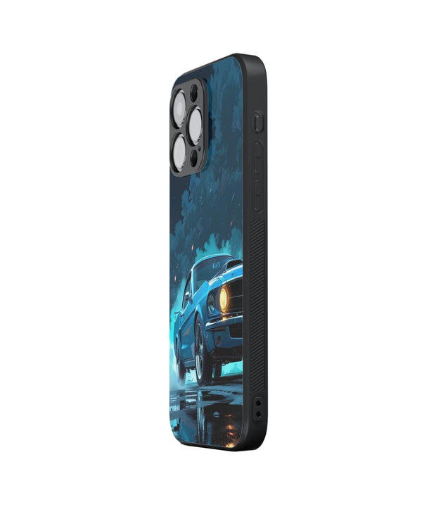 Blue Car Rain Hybrid Metal TPU Case