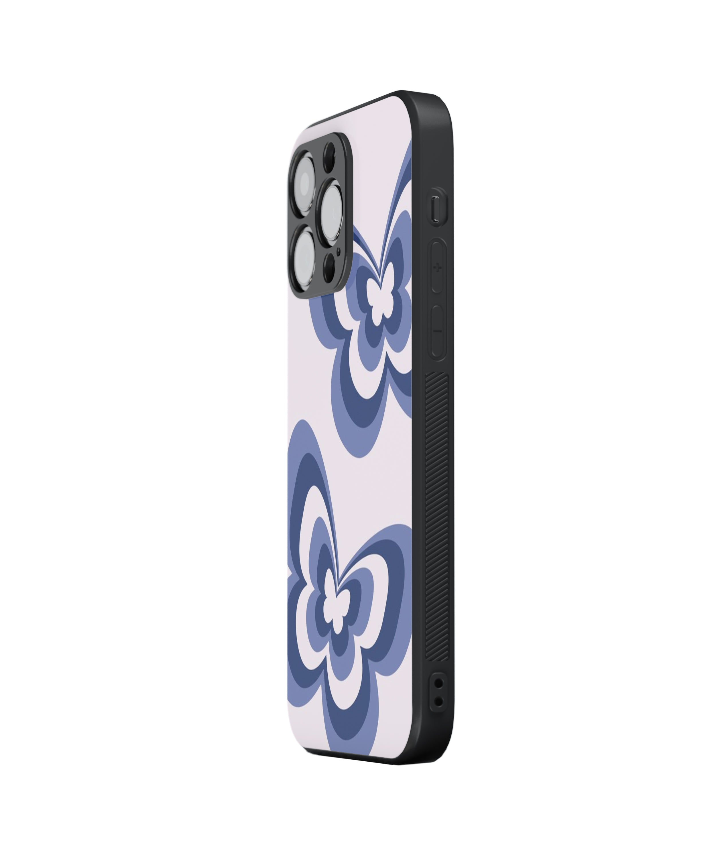 Grey Background Butterfly Pattern Hybrid Metal TPU Case